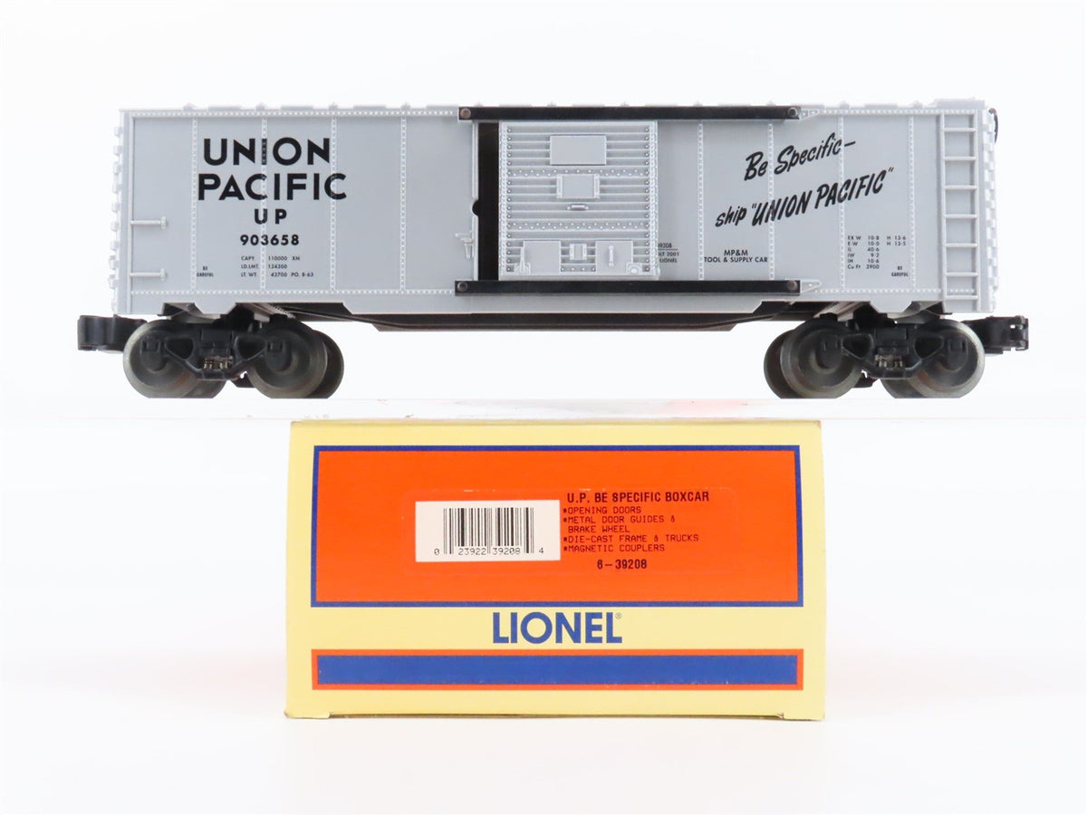 O Gauge 3-Rail Lionel #6-39208 UP &quot;Be Specific&quot; Box Car #903658