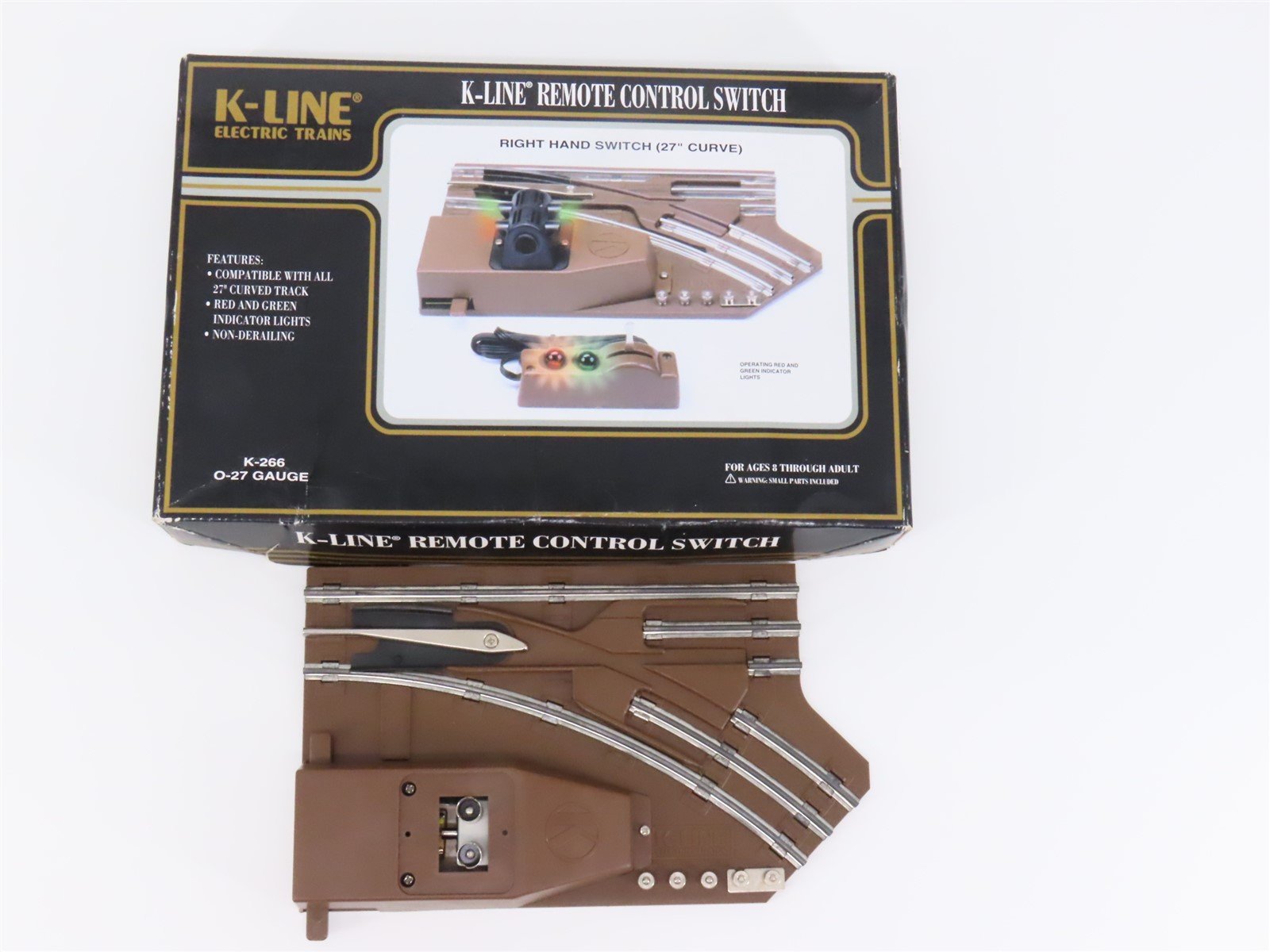 O Gauge 3-Rail K-Line Remote Control Right Hand Switch Track 27" Curve