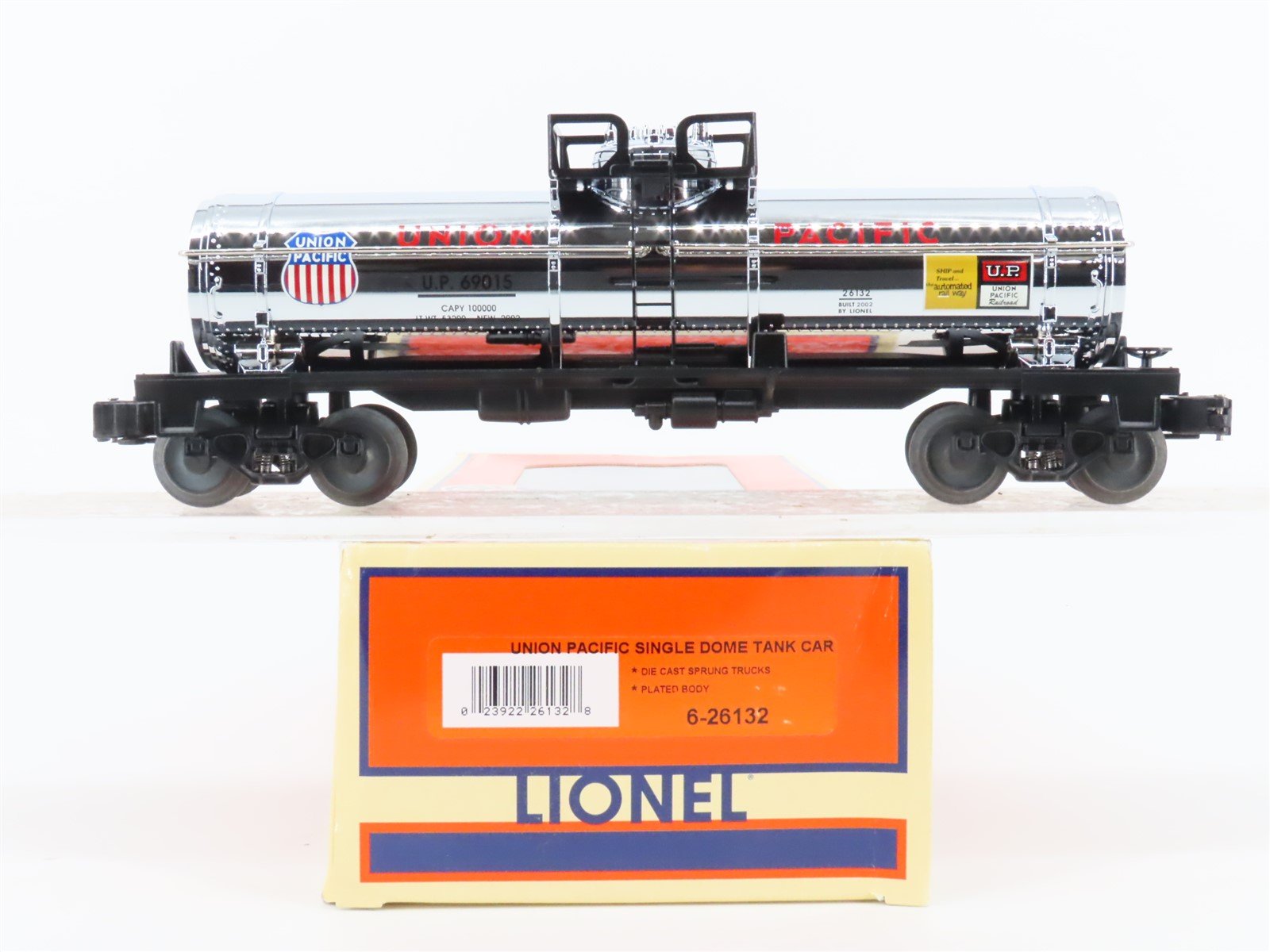 O Gauge 3-Rail Lionel #6-26132 UP Union Pacific Single Dome Tank Car #69015