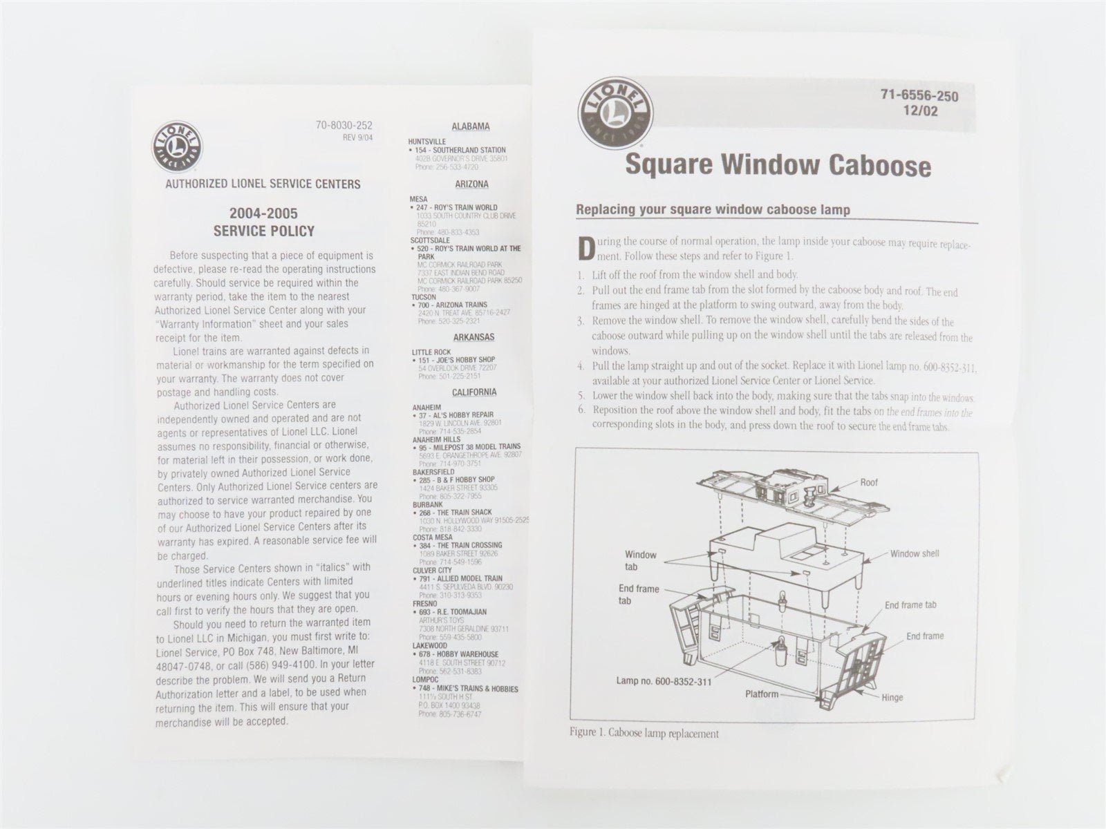 O Gauge 3-Rail Lionel #6-36536 SOU Southern Illuminated Caboose #X90