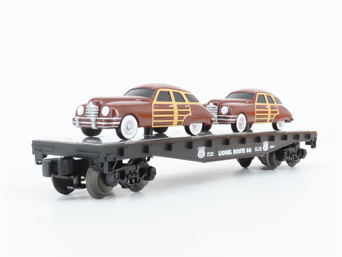 O Gauge 3-Rail Lionel #6-17558 Lionel Route 66 Flat Car w/ 2 Brown Sedans