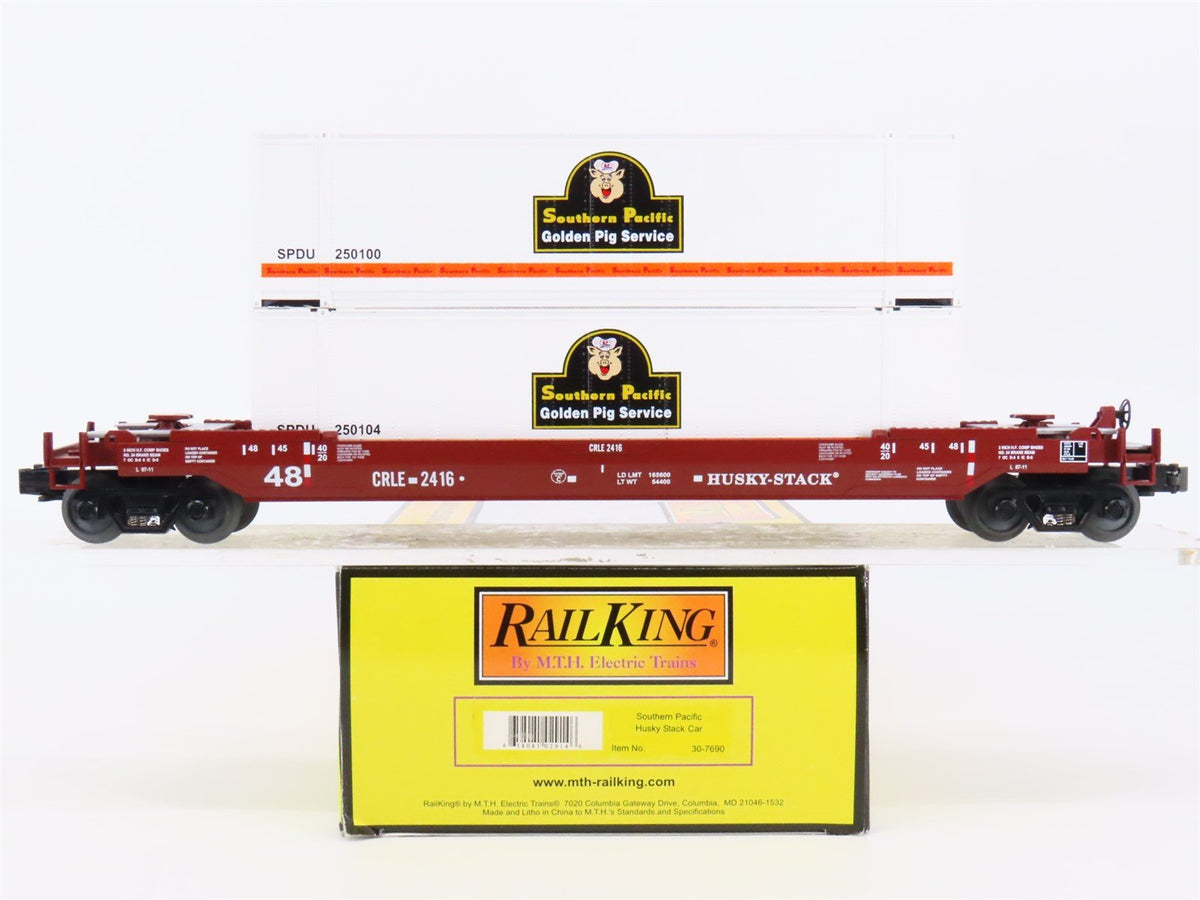 O Gauge 3-Rail MTH Rail King 30-7690 CRLE SP Southern Pacific Husky Stack #2416