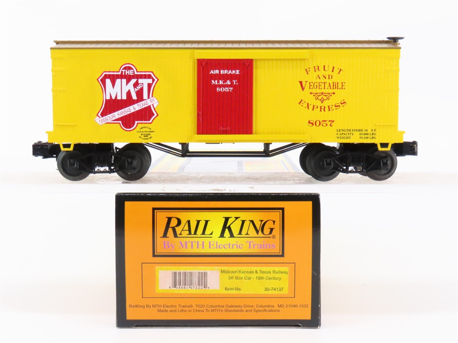 O Gauge 3-Rail MTH Rail King 30-74137 MK&T Missouri Kansas & Texas Box Car #8057