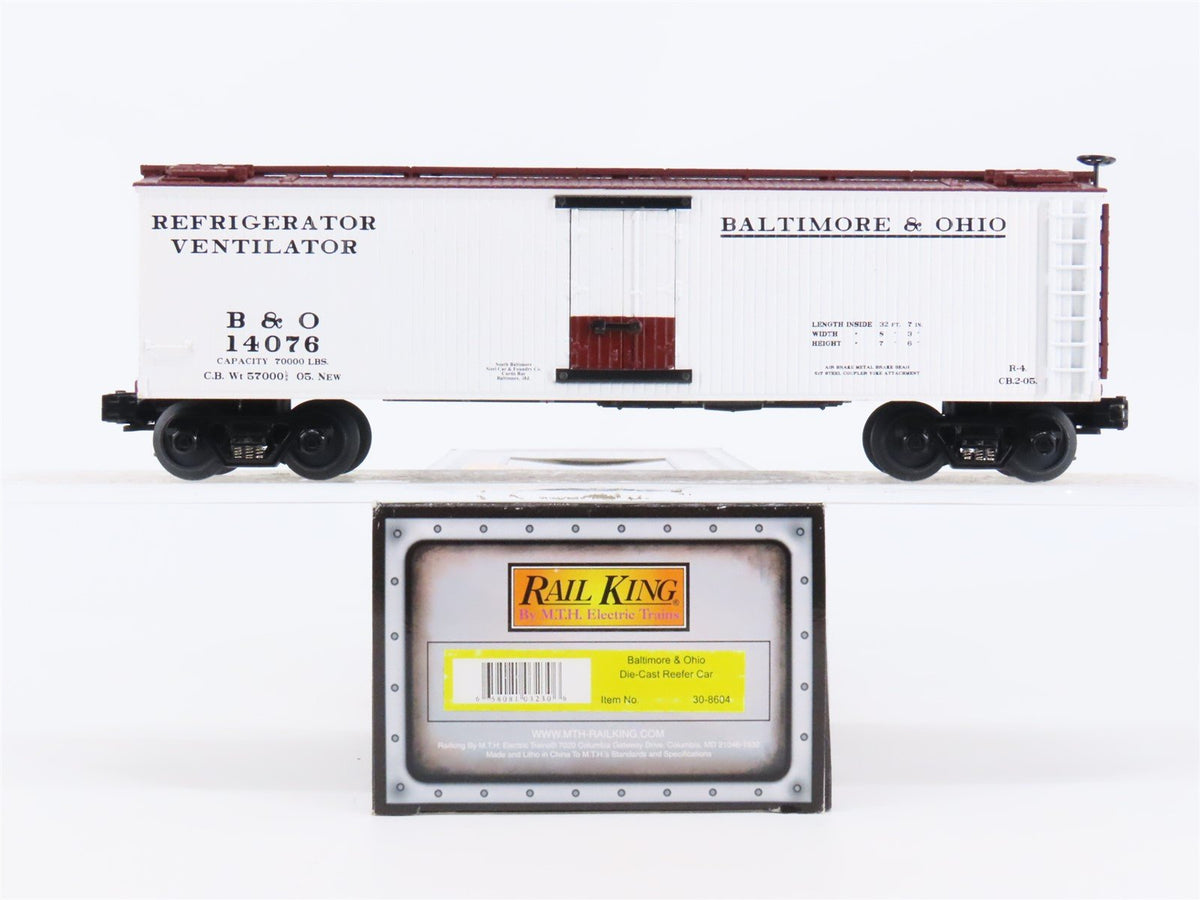 O Gauge 3-Rail MTH Rail King 30-8604 Die-Cast B&amp;O Baltimore &amp; Ohio Reefer #14076