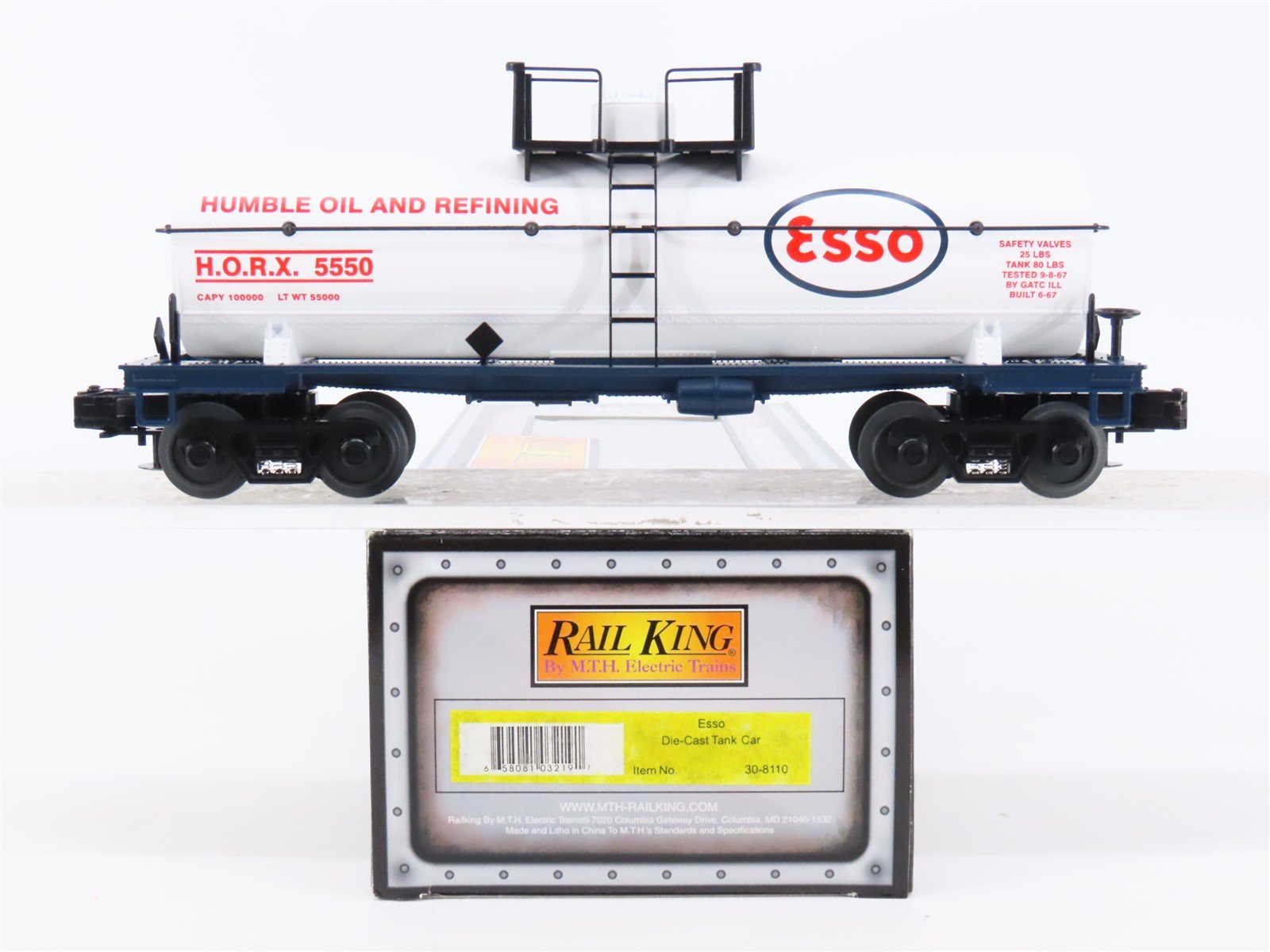 O Gauge 3-Rail MTH Rail King 30-8110 Die-Cast HORX Esso Tank Car #5550