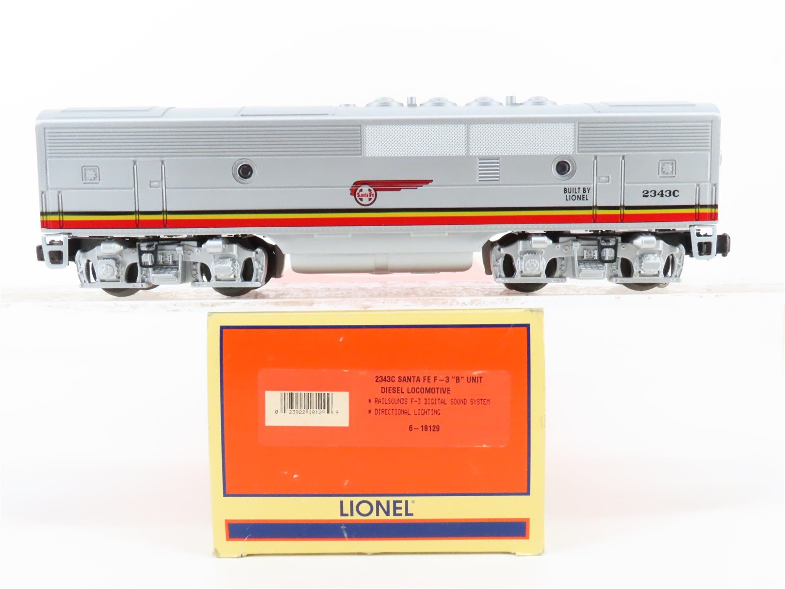 O Gauge 3-Rail Lionel 6-18129 ATSF Santa Fe F3B Diesel #2343C - UNPOWERED