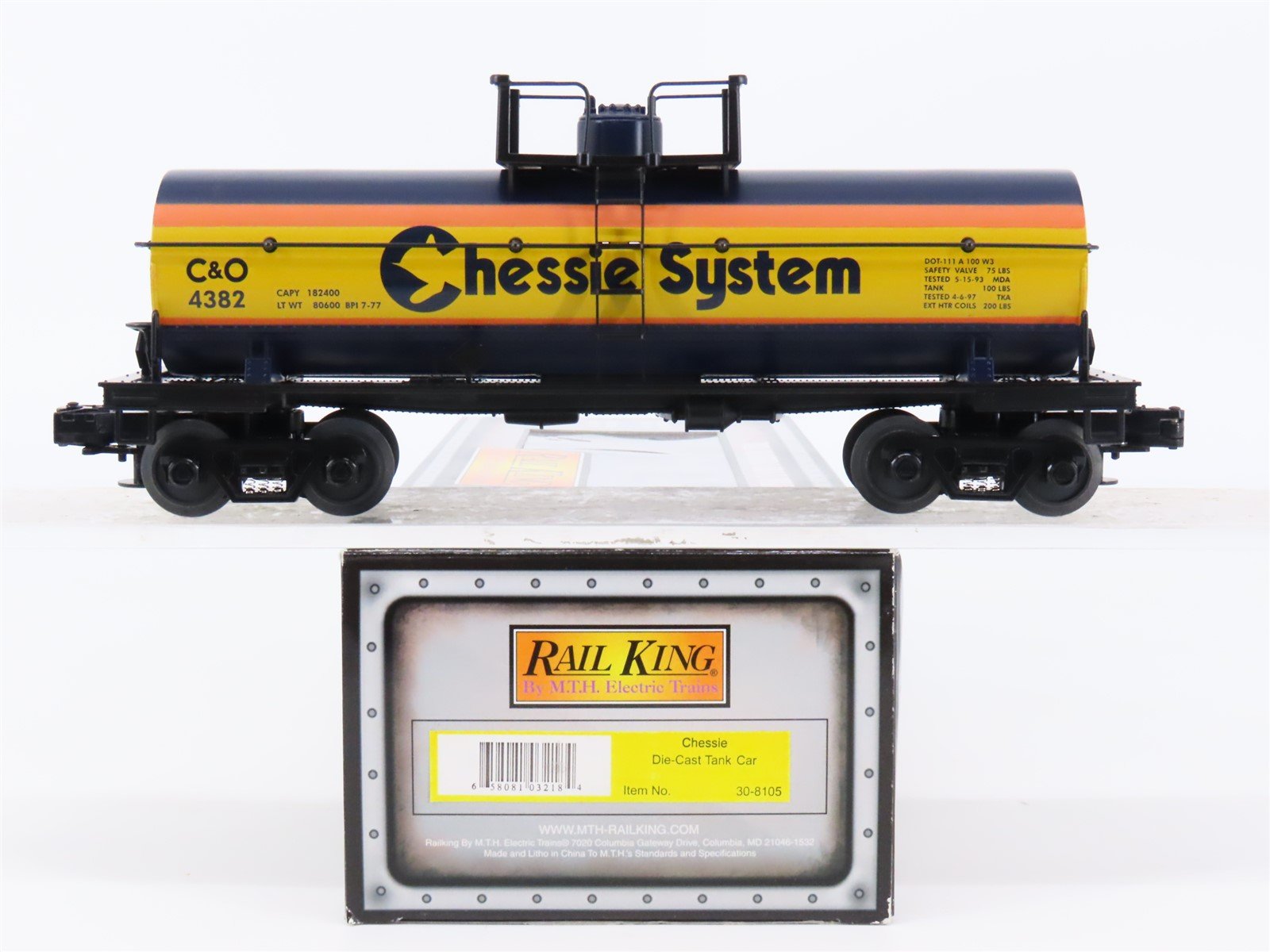 O Gauge 3-Rail MTH Rail King 30-8105 Die-Cast C&O Chessie System Tank Car #4382