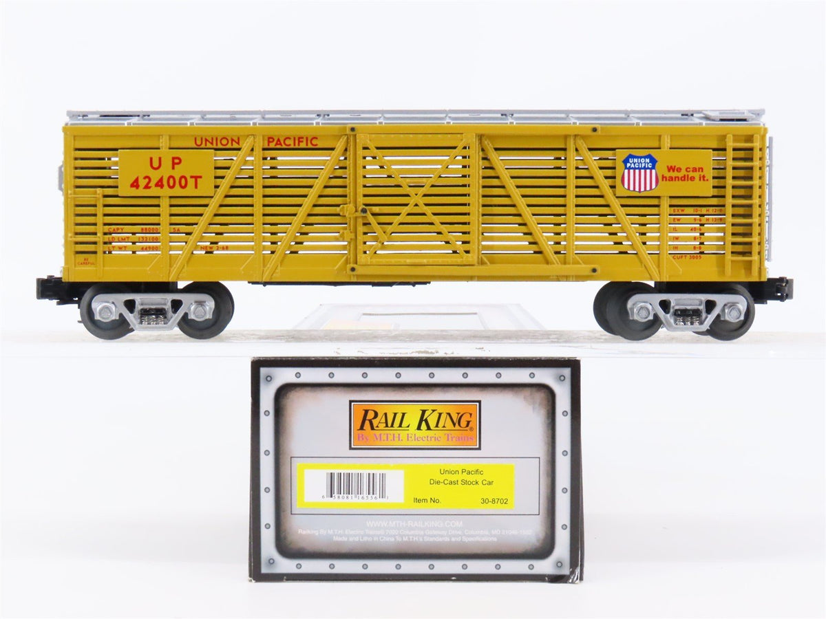 O Gauge 3-Rail MTH Rail King 30-8702 Die-Cast UP Union Pacific Stock Car #42400T