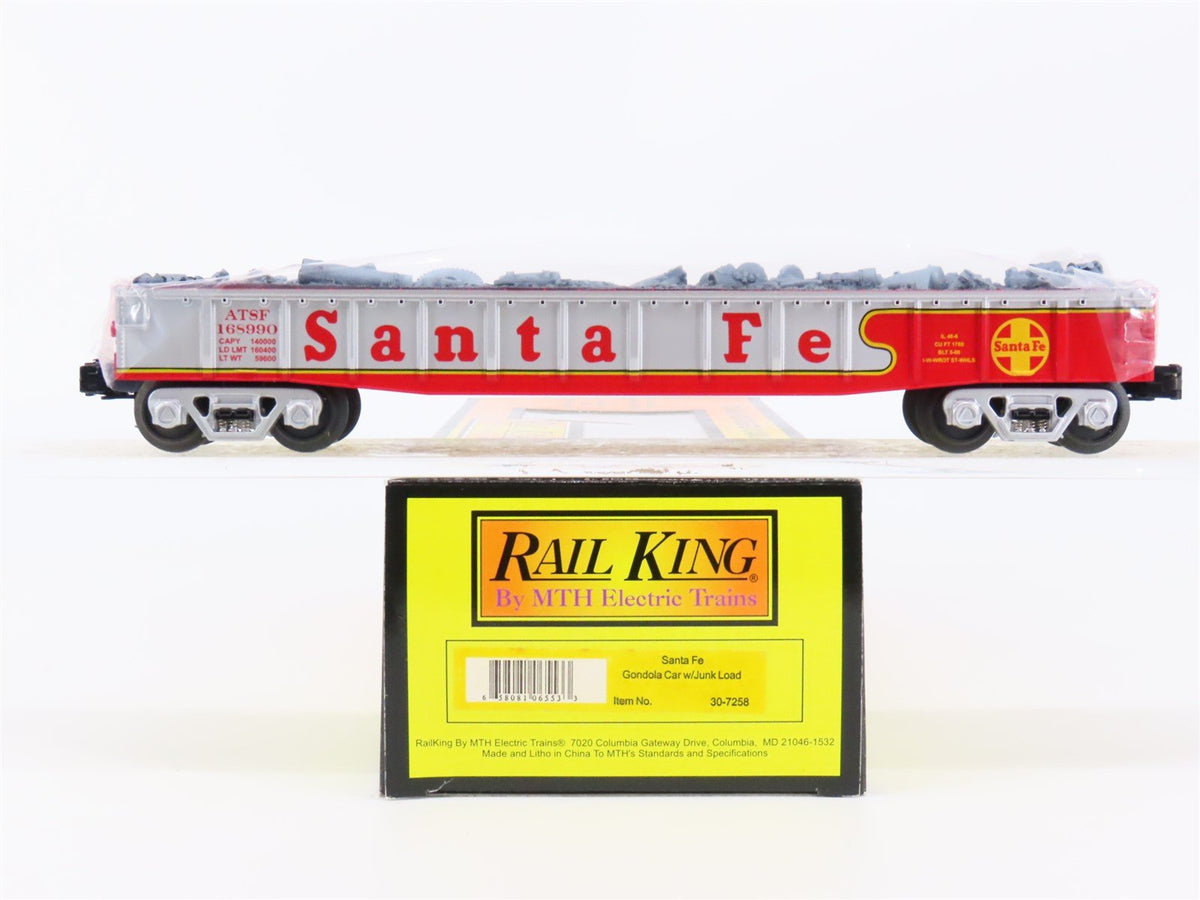 O Gauge 3-Rail MTH Rail King 30-7258 ATSF Santa Fe Gondola #168990 w/ Junk Load