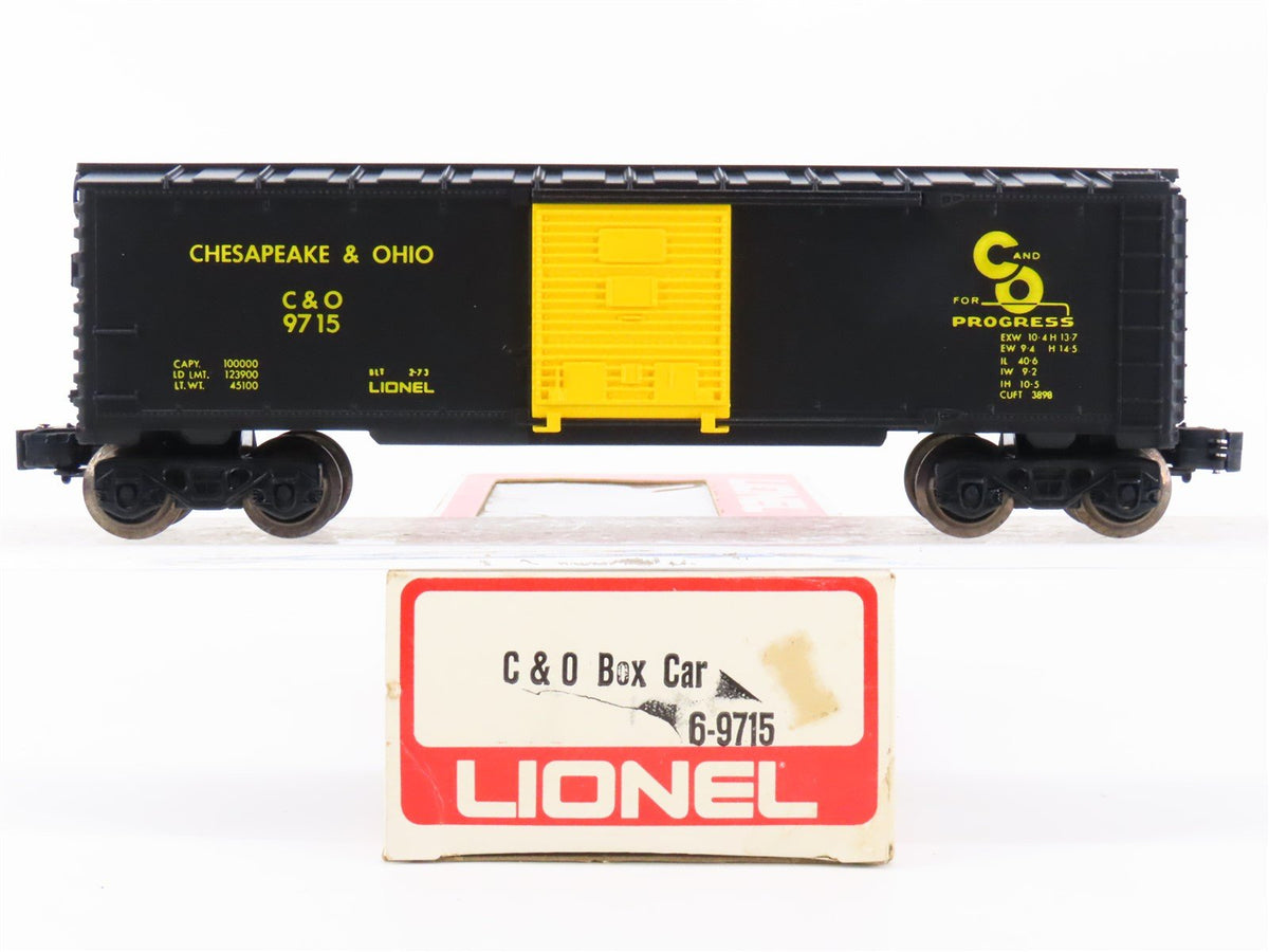 O Gauge 3-Rail Lionel 6-9715 C&amp;O Chesapeake &amp; Ohio Single Door Box Car #9715