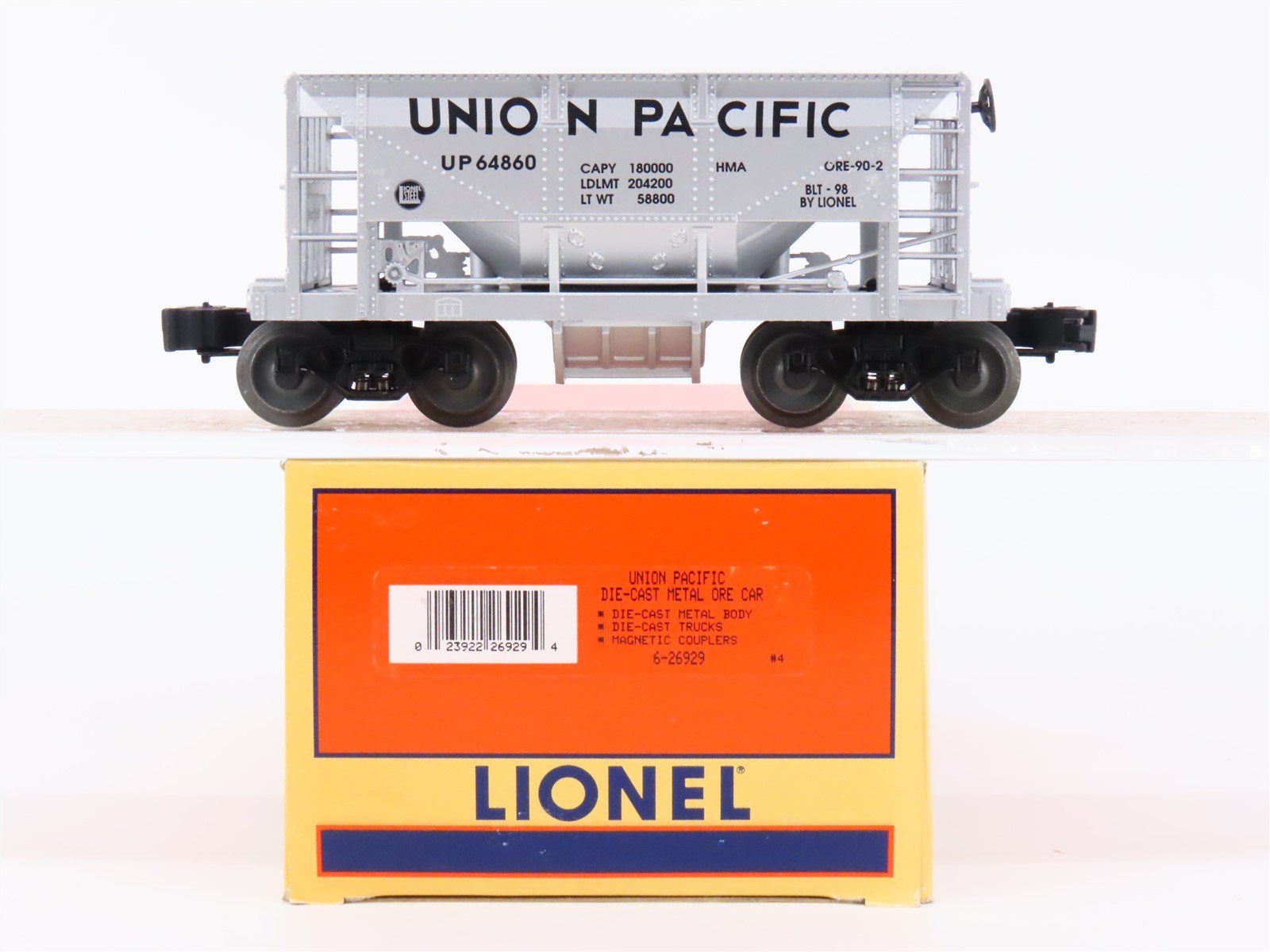 O Gauge 3-Rail Lionel 6-26929 Die-Cast UP Union Pacific Railroad Ore Car #64860