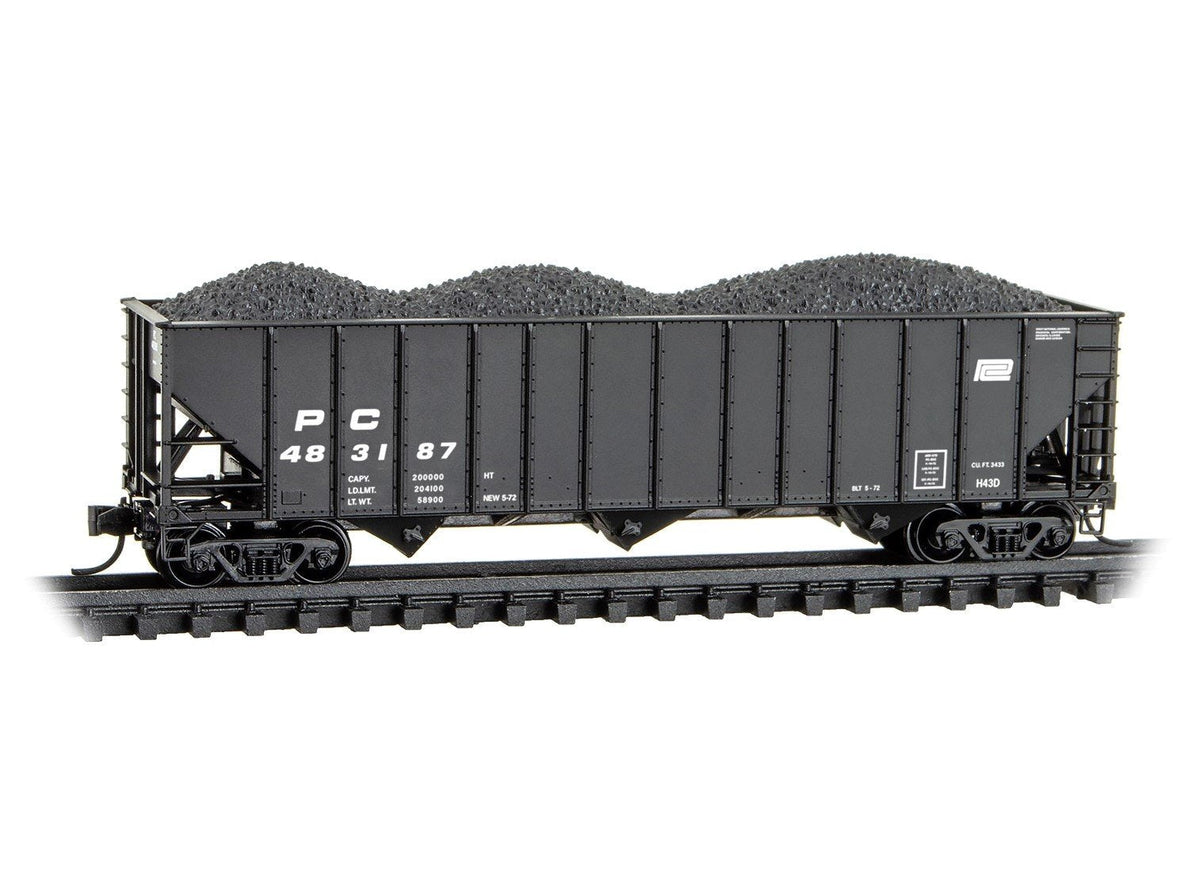 N Scale Micro-Trains MTL 10800661 PC Penn Central 3-Bay Hopper #483187 w/ Load