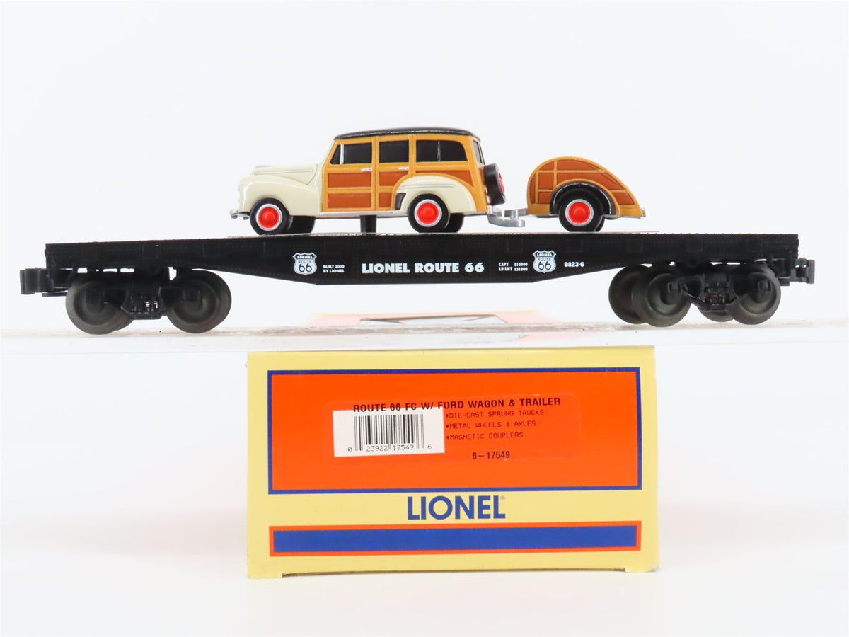 O Gauge 3-Rail Lionel #6-17549 Route 66 Flat Car w/ Ford Wagon &amp; Trailer