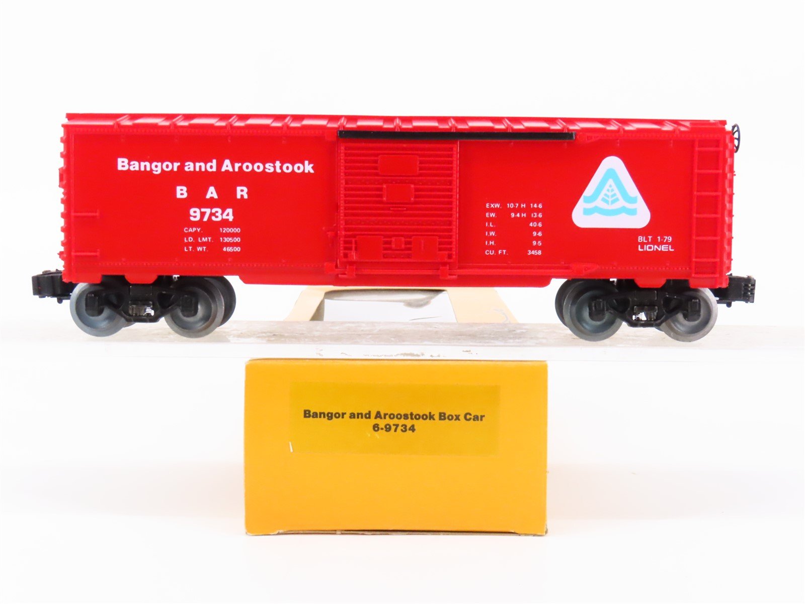 O Gauge 3-Rail Lionel 6-9734 BAR Bangor & Aroostook Single Door Box Car #9734