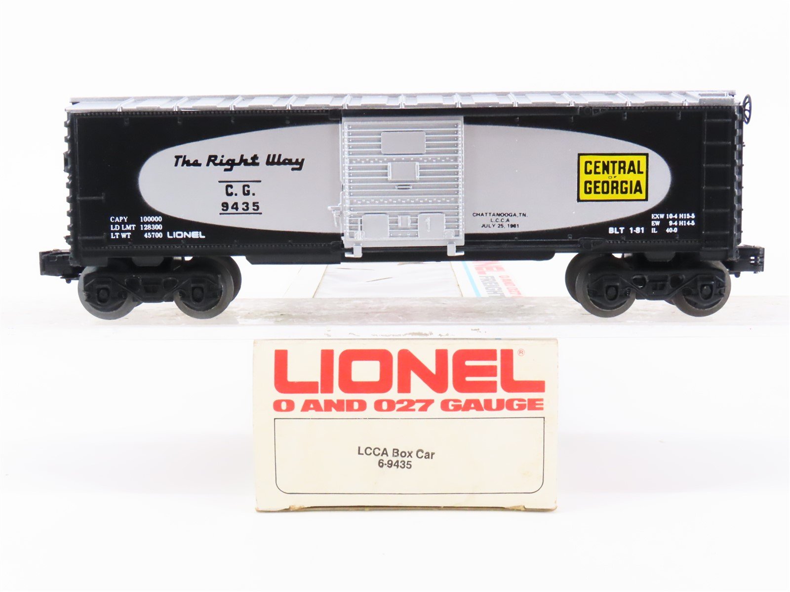 O Gauge 3-Rail Lionel 6-9435 CG Central of Georgia LCCA Convention Box Car #9435