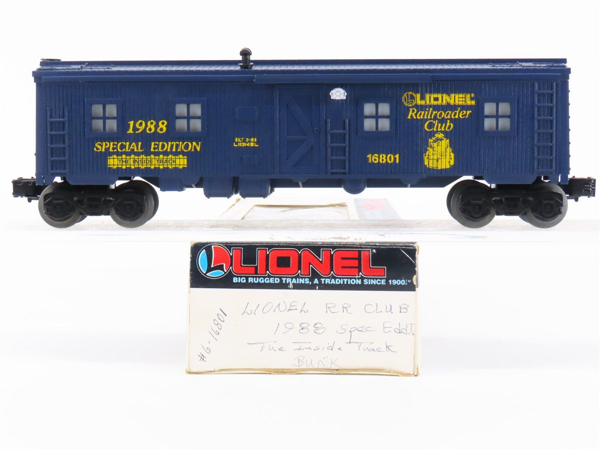 O Gauge 3-Rail Lionel 6-16801 Railroader Club 1988 Bunk Car #16801