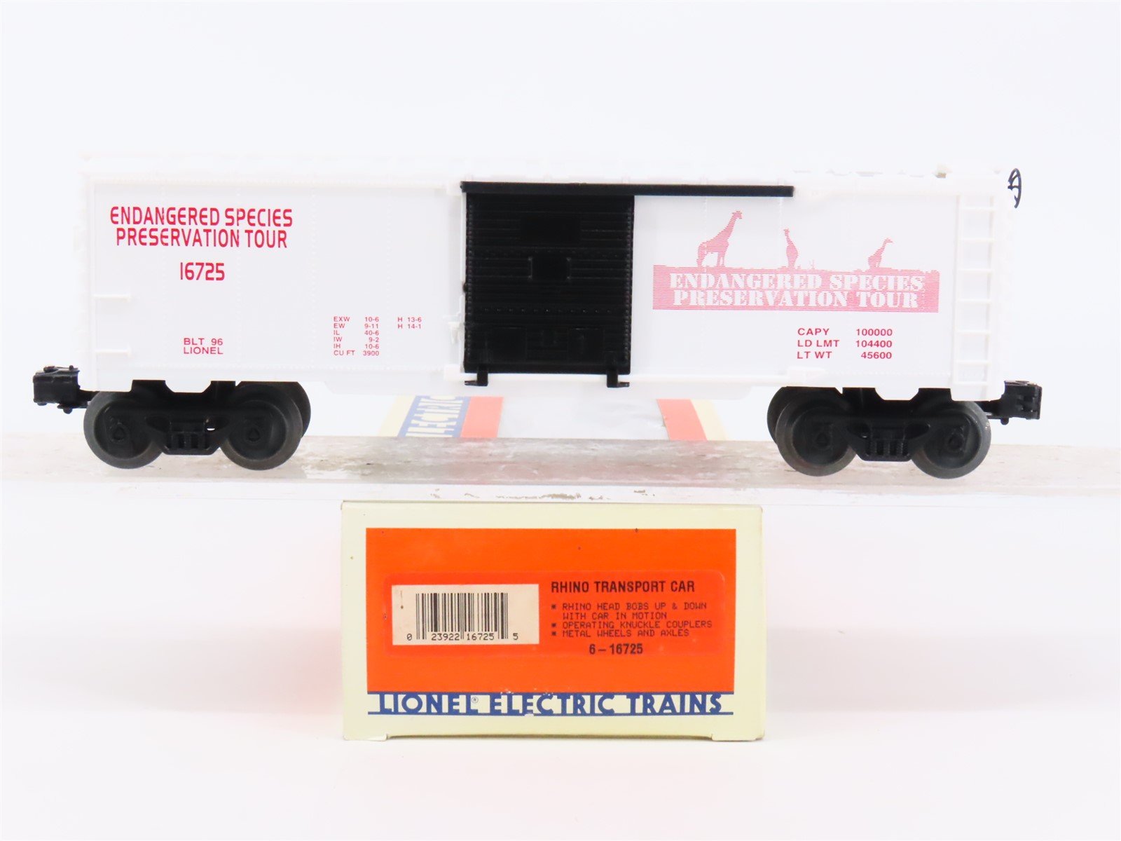 O Gauge 3-Rail Lionel 6-16725 Rhino Transport Animated Box Car #16725