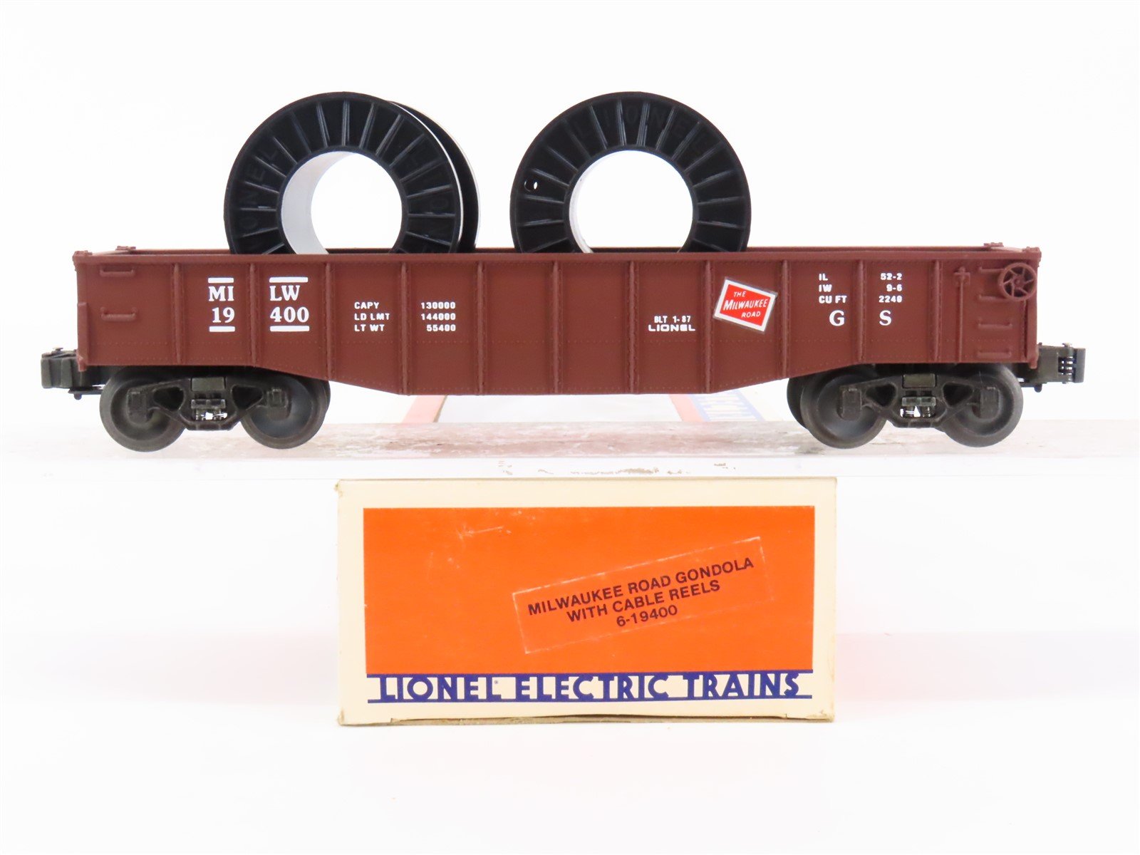 O Gauge 3-Rail Lionel 6-19400 MILW Milwaukee Road Gondola #19400 w/ Cable Reels