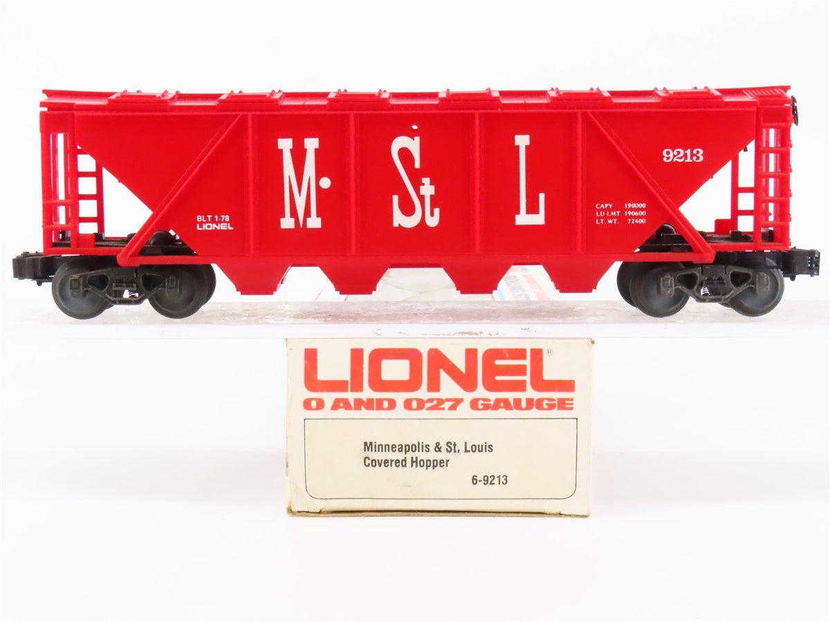 O Gauge 3-Rail Lionel 6-9213 M&amp;STL Minneapolis &amp; St Louis 4-Bay Hopper #9213