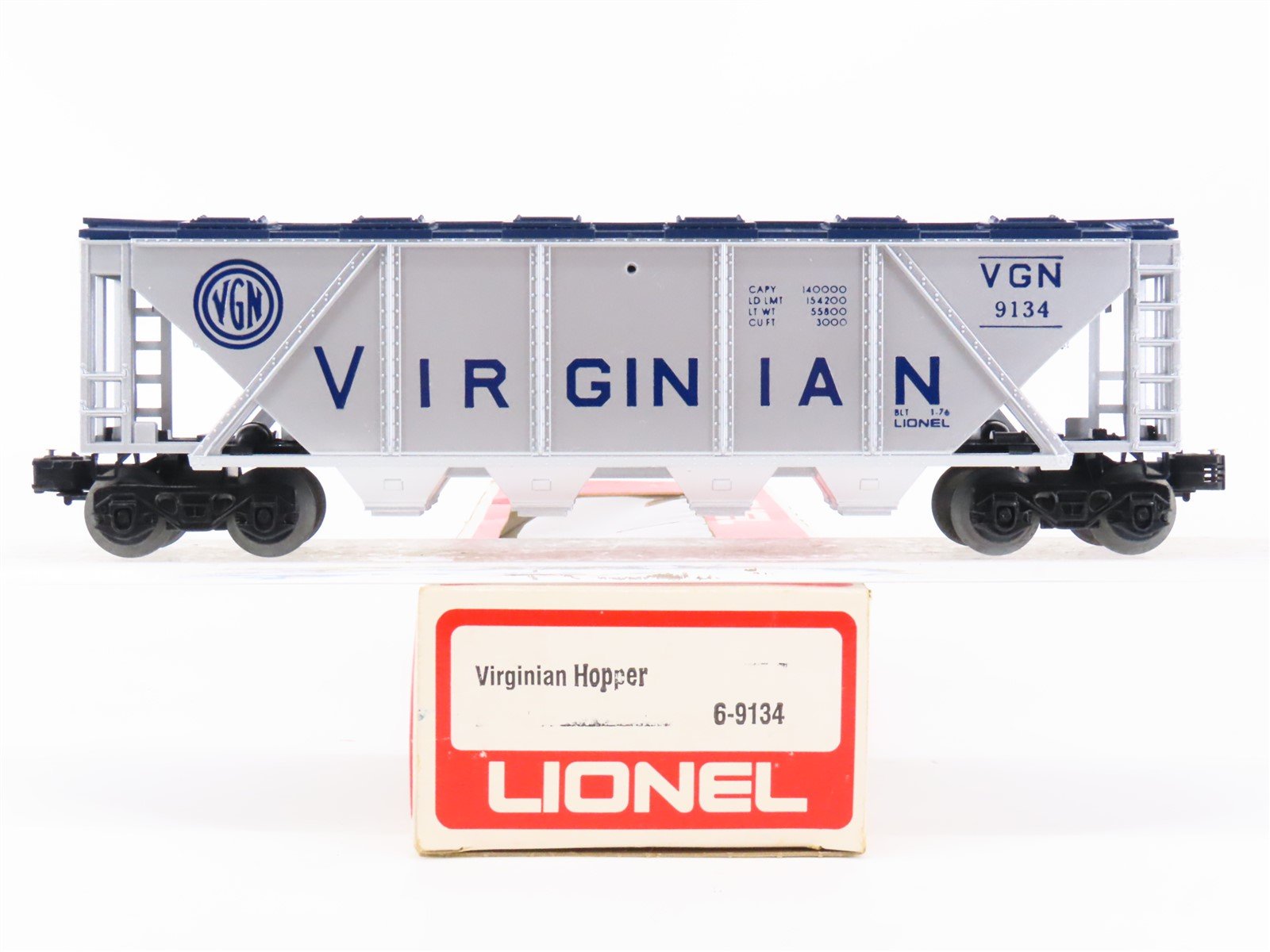 O Gauge 3-Rail Lionel 6-9134 VGN Virginian Railroad 4-Bay Covered Hopper #9134