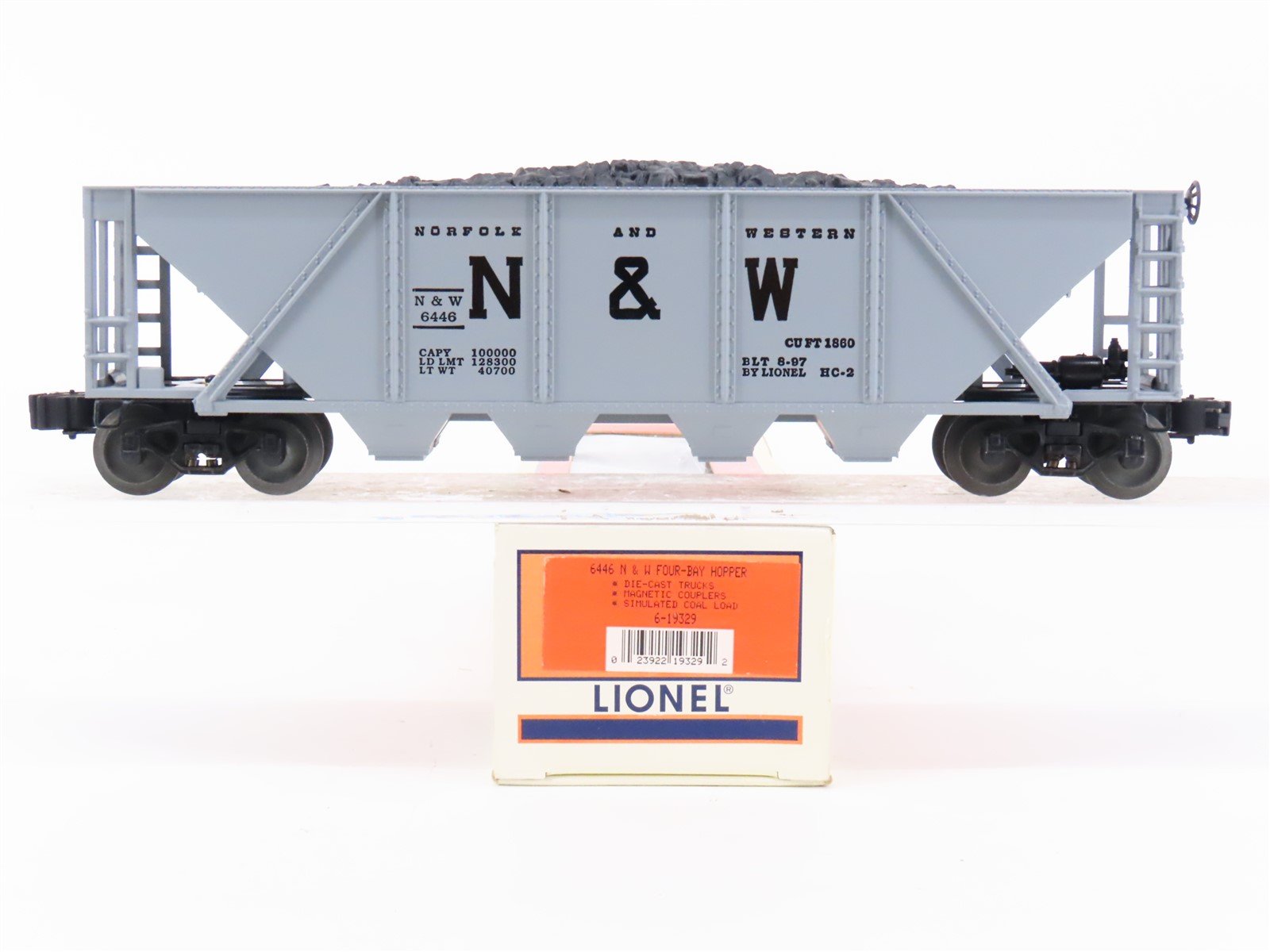 O Gauge 3-Rail Lionel 6-19329 N&W Norfolk & Western 4-Bay Open Hopper #6446