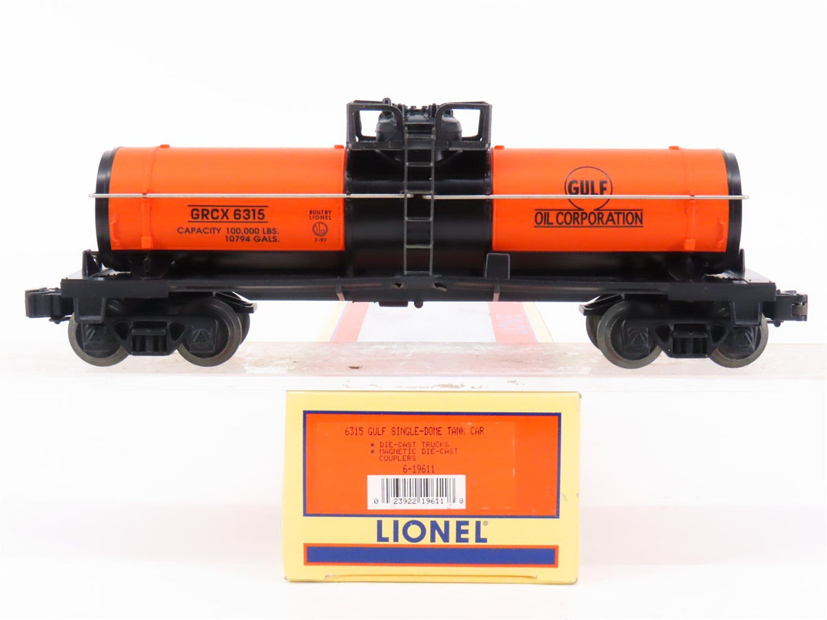 O Gauge 3-Rail Lionel 6-19611 GRCX Gulf Oil Single Dome Tank Car #6315