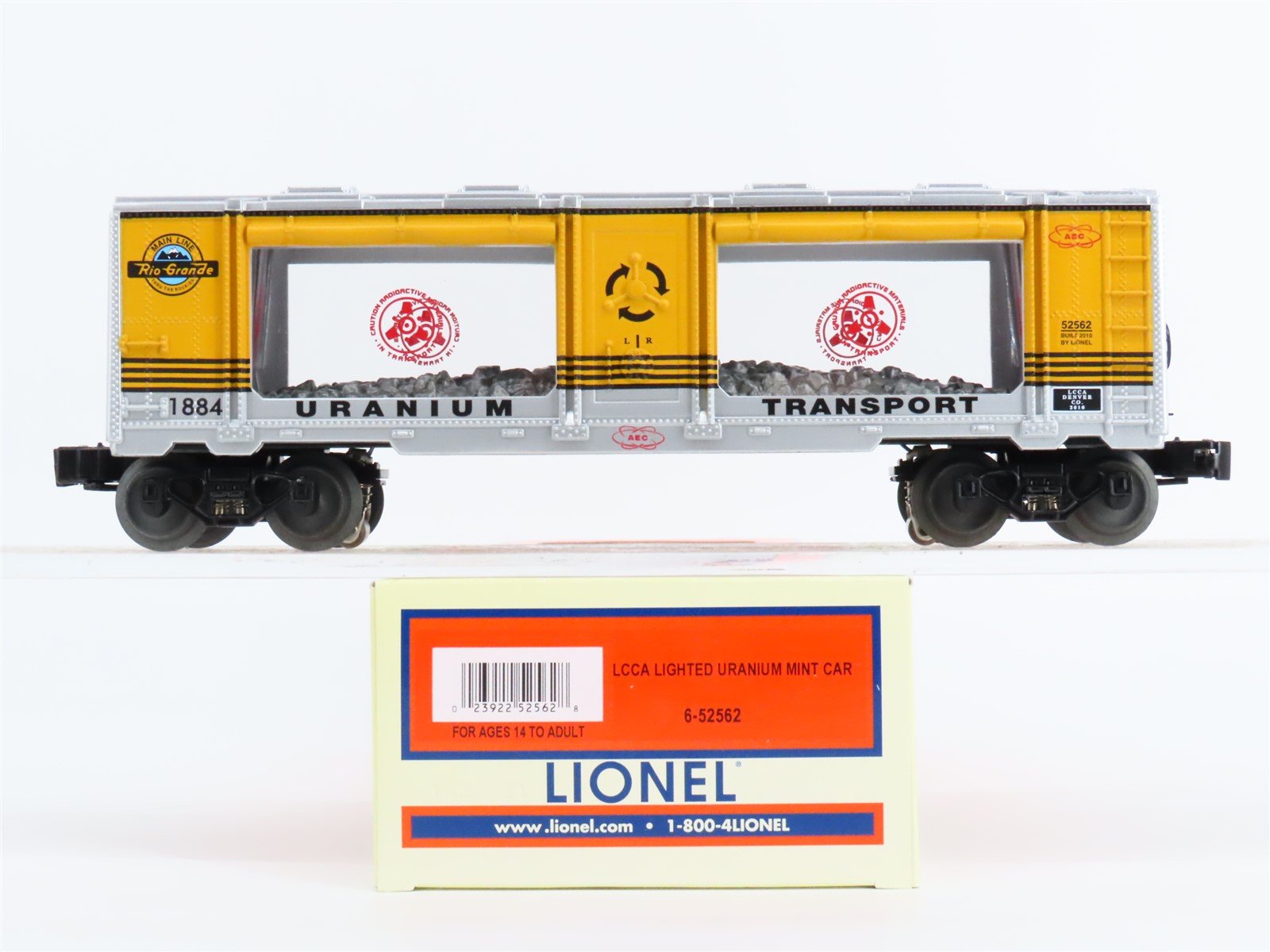 O Gauge 3-Rail Lionel 6-52562 D&RGW Rio Grande Uranium Transport Mint Car #1884