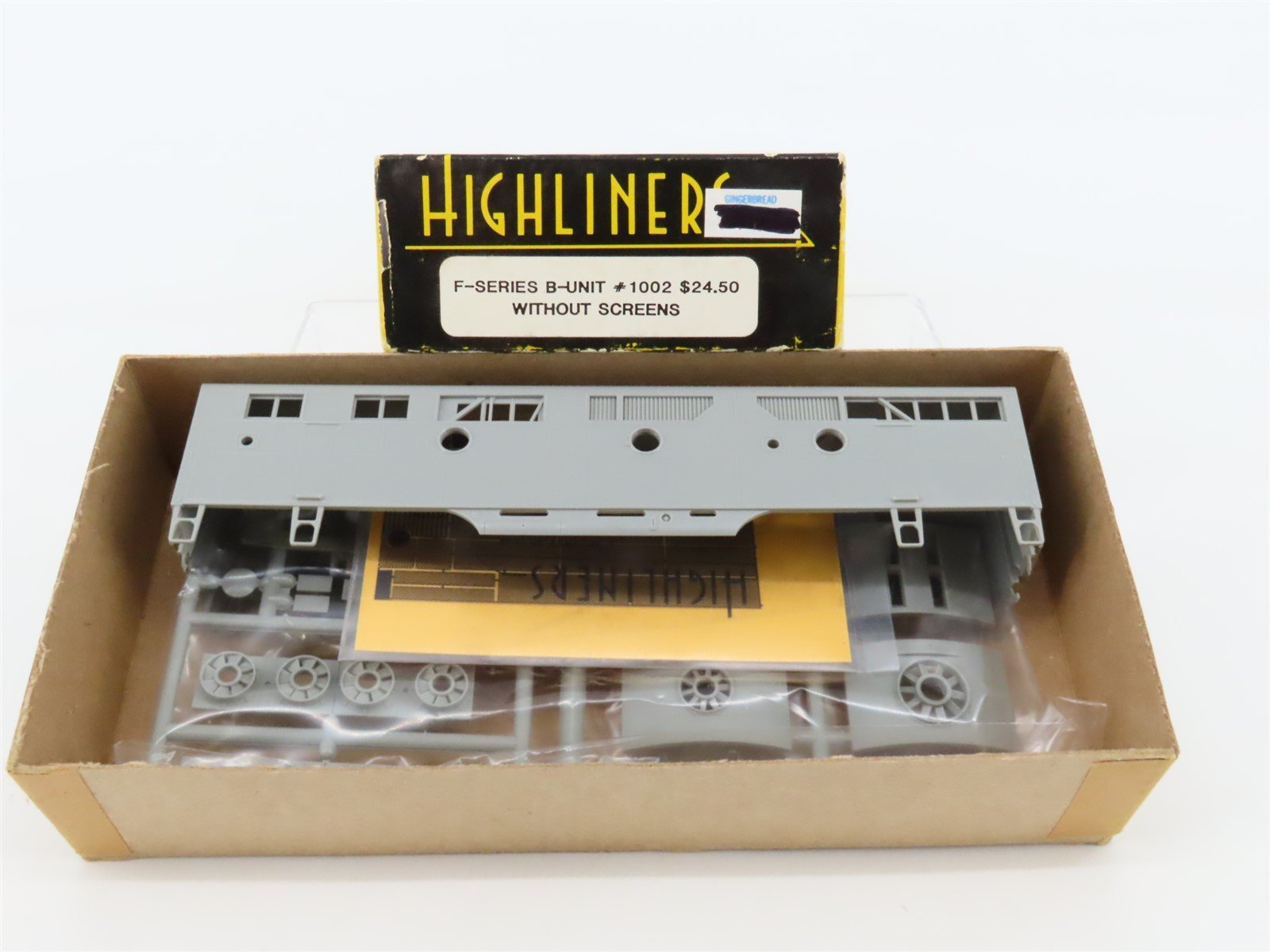 HO Scale Highliners 1002 Undecorated F Series B Unit Diesel Locomotive Kit