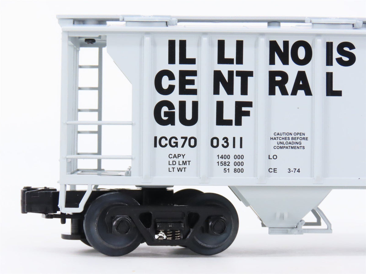 O Gauge 3-Rail MTH 20-97104 ICG Illinois Central Gulf 2-Bay Hopper #700311