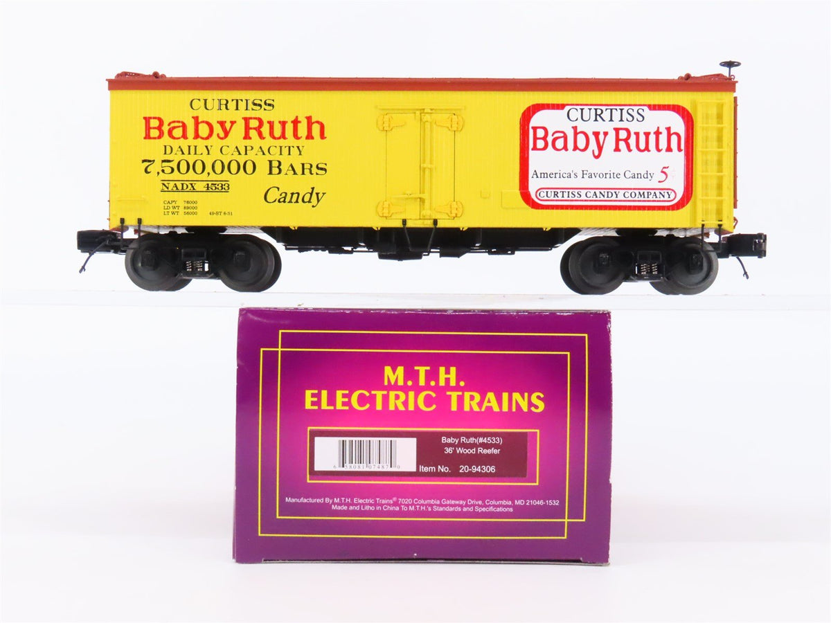 O Gauge 3-Rail MTH 20-94306 NADX Curtiss Baby Ruth 36&#39; Wood Reefer #4533