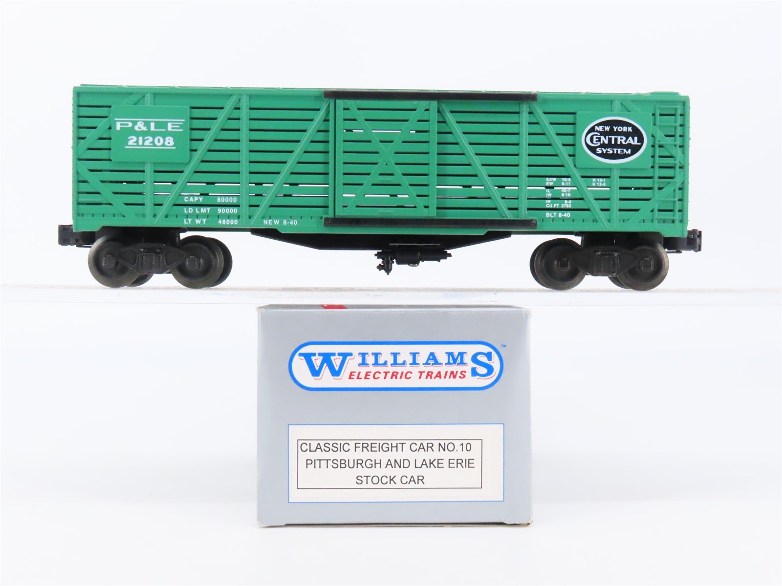 O Gauge 3-Rail Williams No.10 P&LE NYC New York Central Stock Car #21208