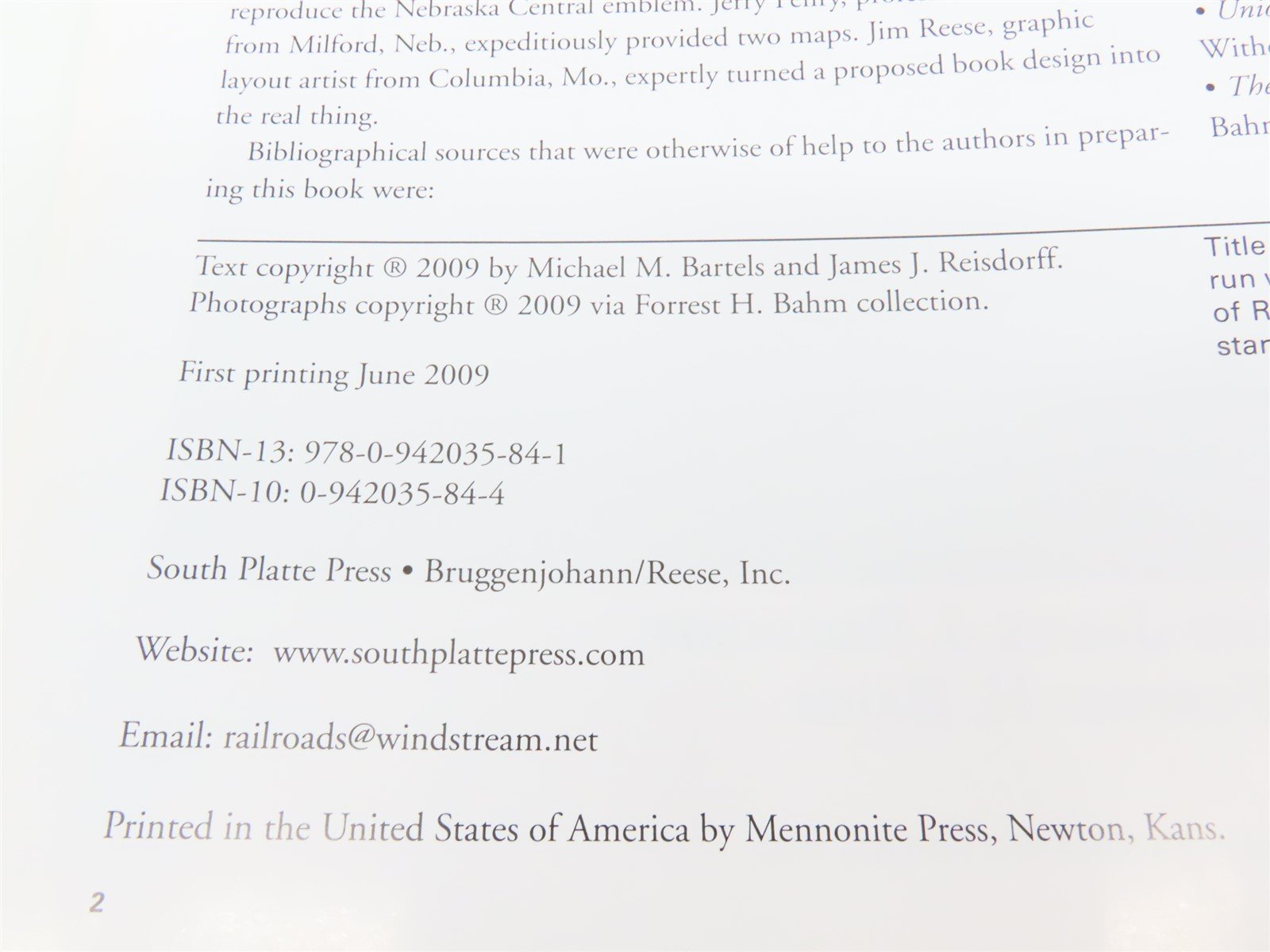 Union Pacific Yellow, Nebraska Central Red by Bartels & Reisdorff ©2009 SC Book