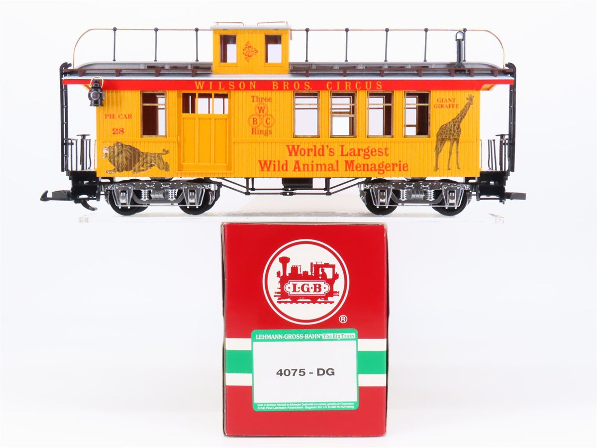 G Scale LGB 4075-DG Wilson Bros. Circus &quot;Pie Car&quot; Offset Cupola Caboose #28