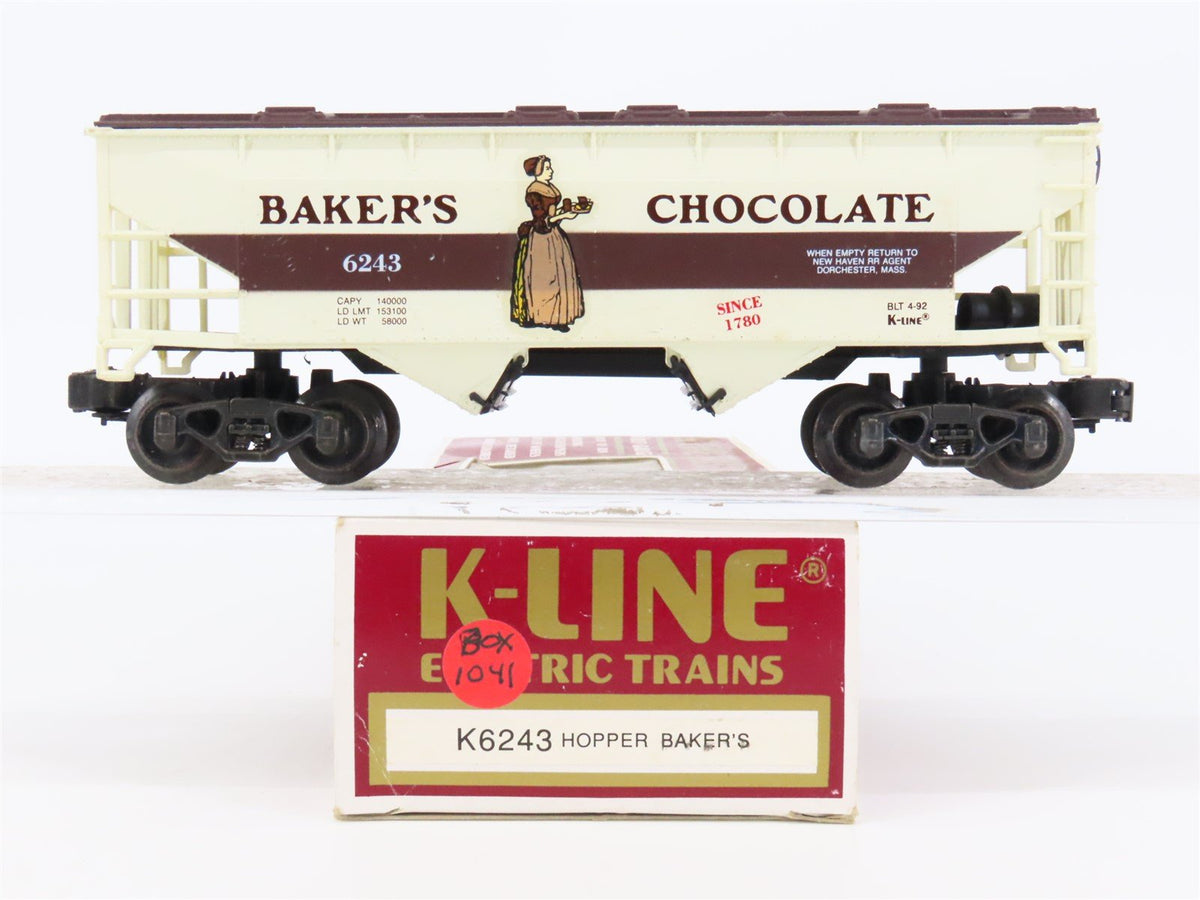 O Gauge 3-Rail K-Line K6243 Baker&#39;s Chocolate 2-Bay Covered Hopper #6243