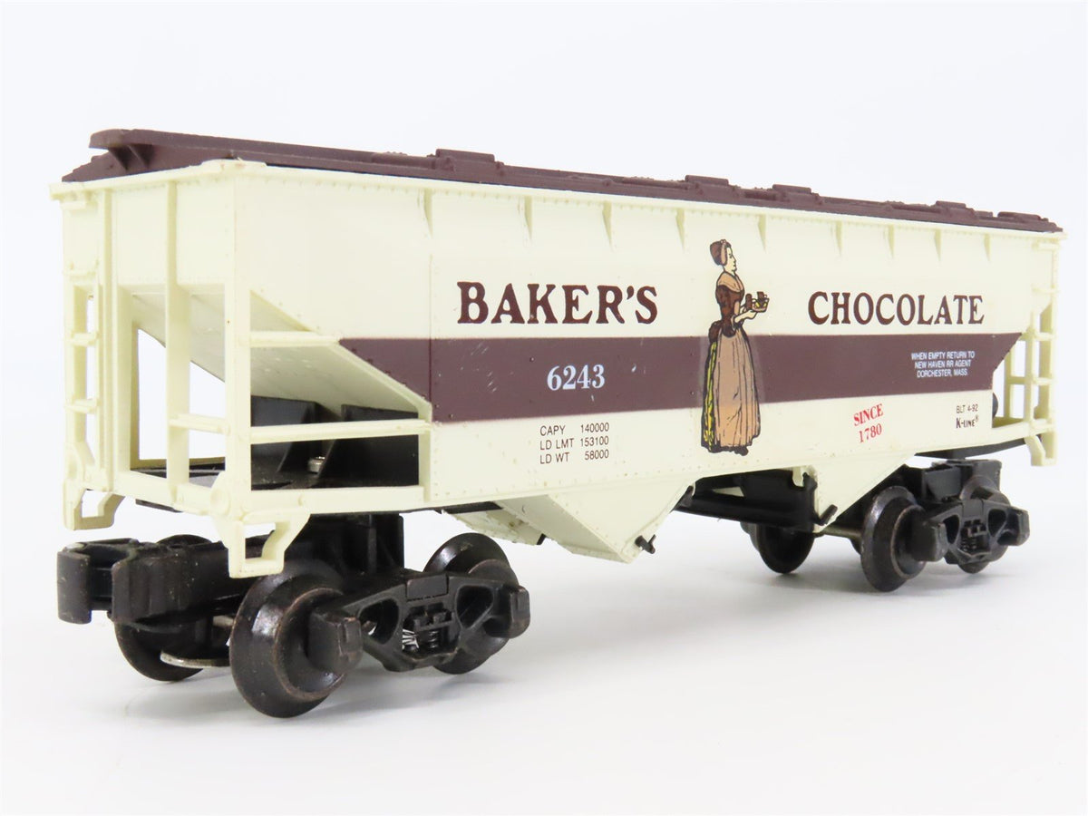 O Gauge 3-Rail K-Line K6243 Baker&#39;s Chocolate 2-Bay Covered Hopper #6243