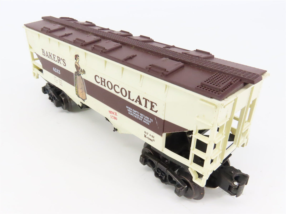 O Gauge 3-Rail K-Line K6243 Baker&#39;s Chocolate 2-Bay Covered Hopper #6243