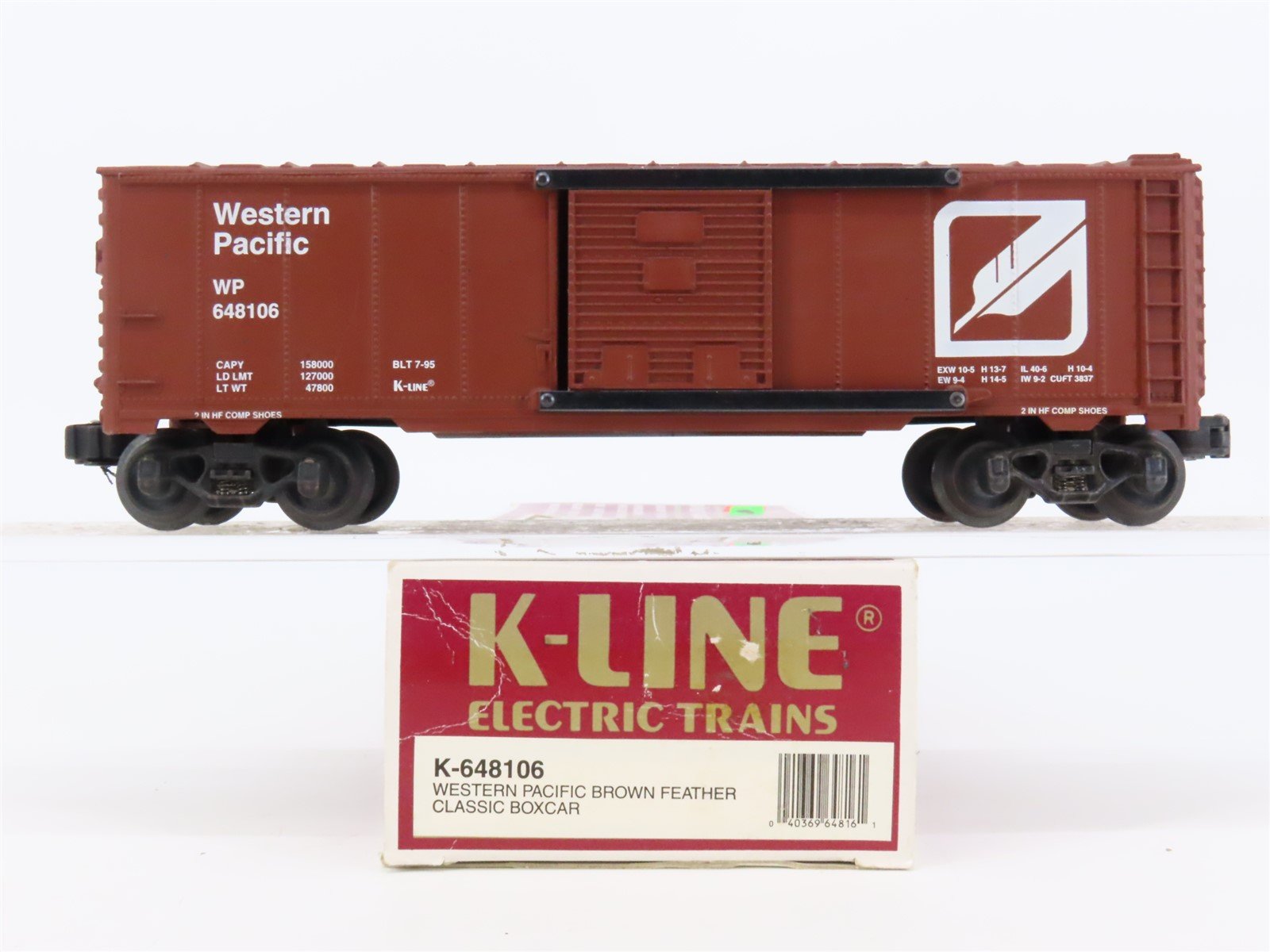 O Gauge 3-Rail K-Line K-648106 WP Western Pacific Feather Box Car #648106