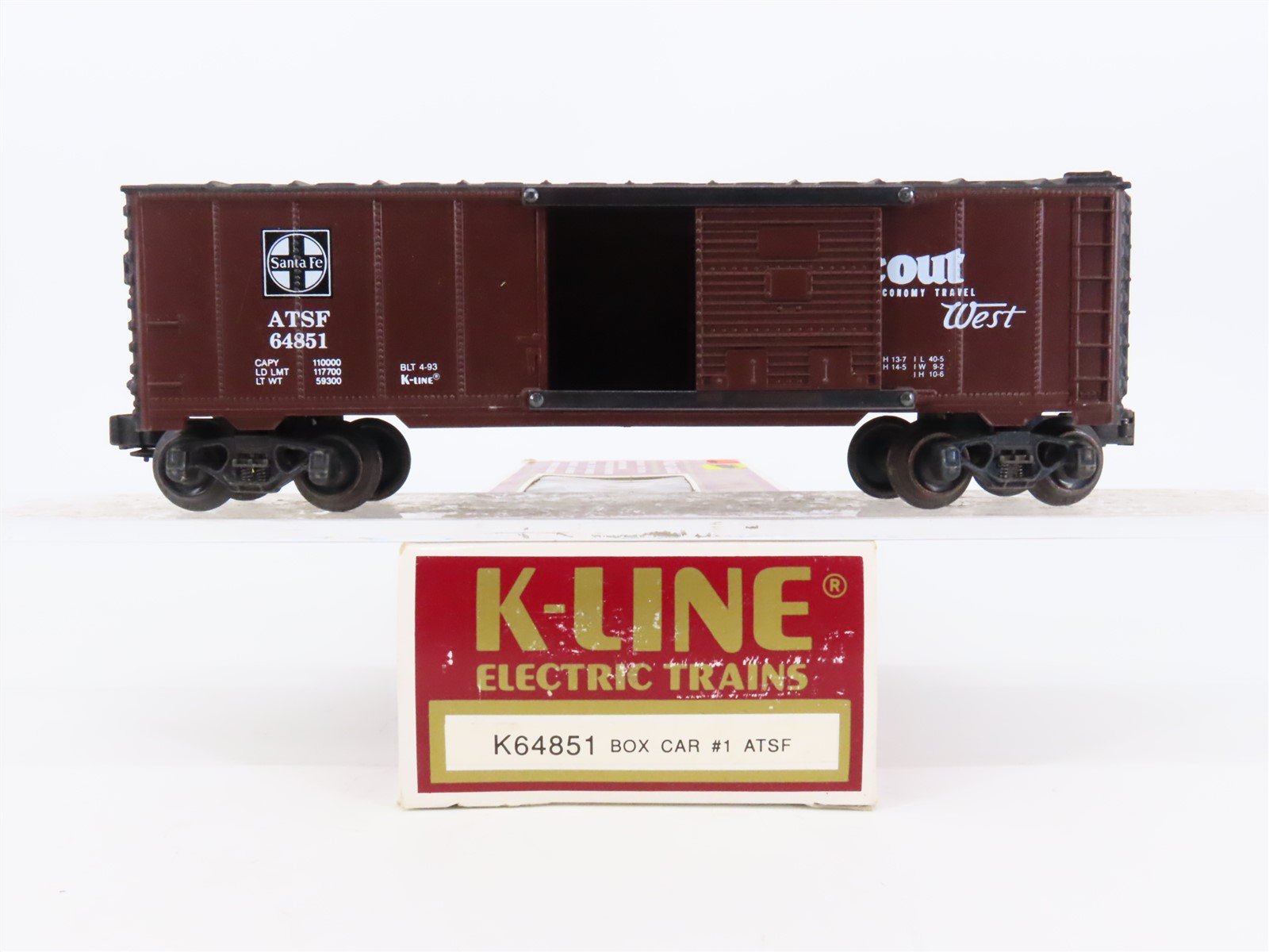 O Gauge 3-Rail K-Line K-64851 ATSF Santa Fe Scout Single Door Box Car #64851