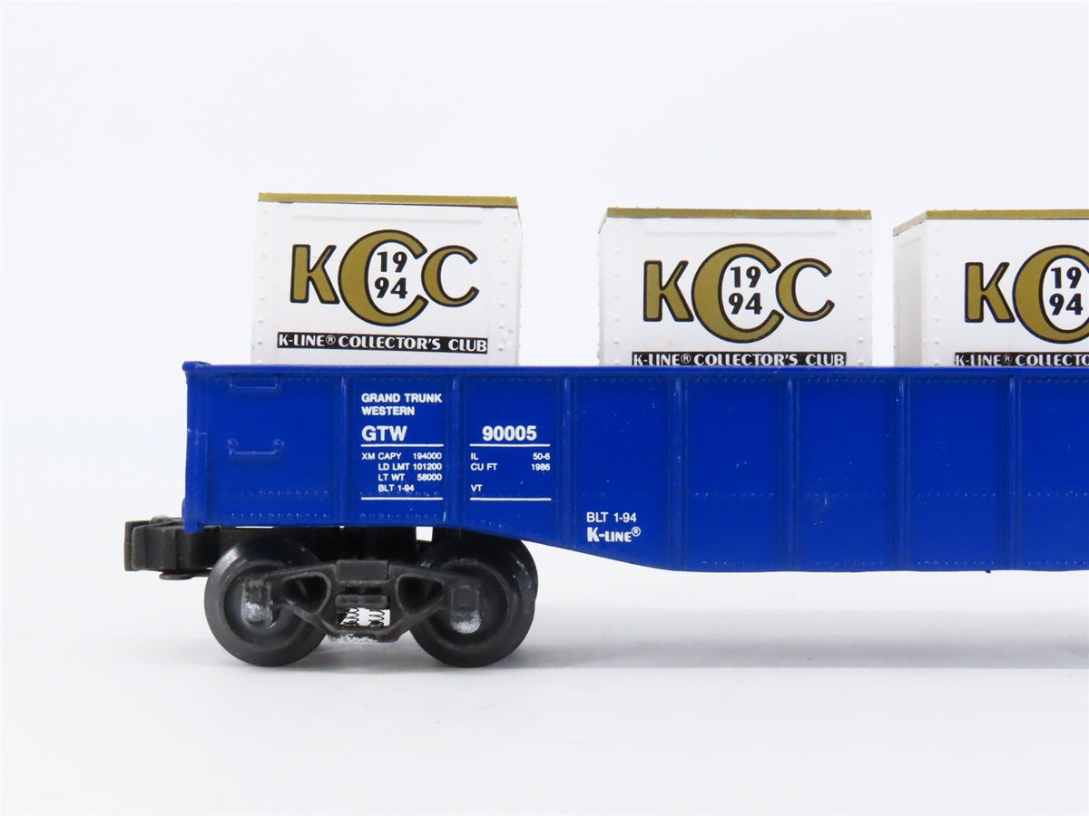 O Gauge 3-Rail K-Line K90005IC KCC GTW Collector&#39;s Club Gondola #90005 w/ Crates