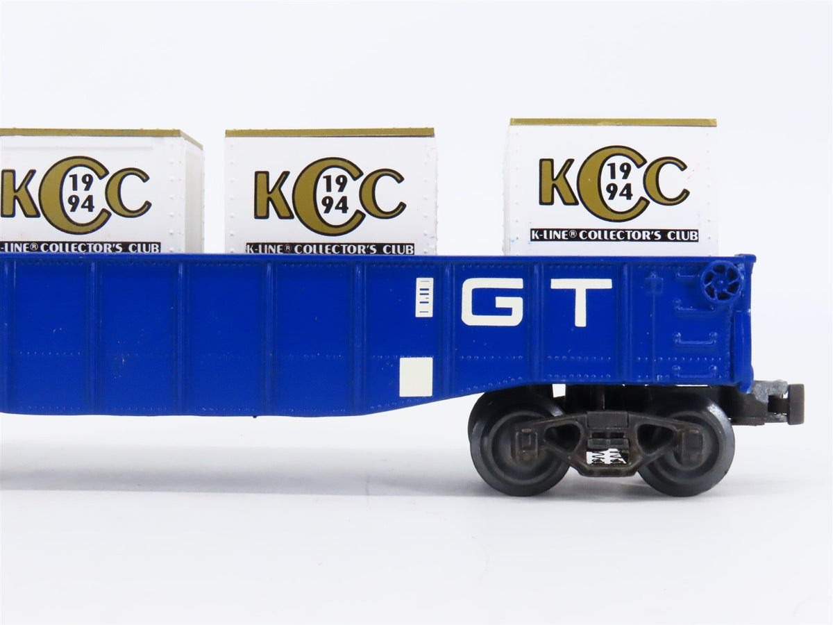 O Gauge 3-Rail K-Line K90005IC KCC GTW Collector&#39;s Club Gondola #90005 w/ Crates