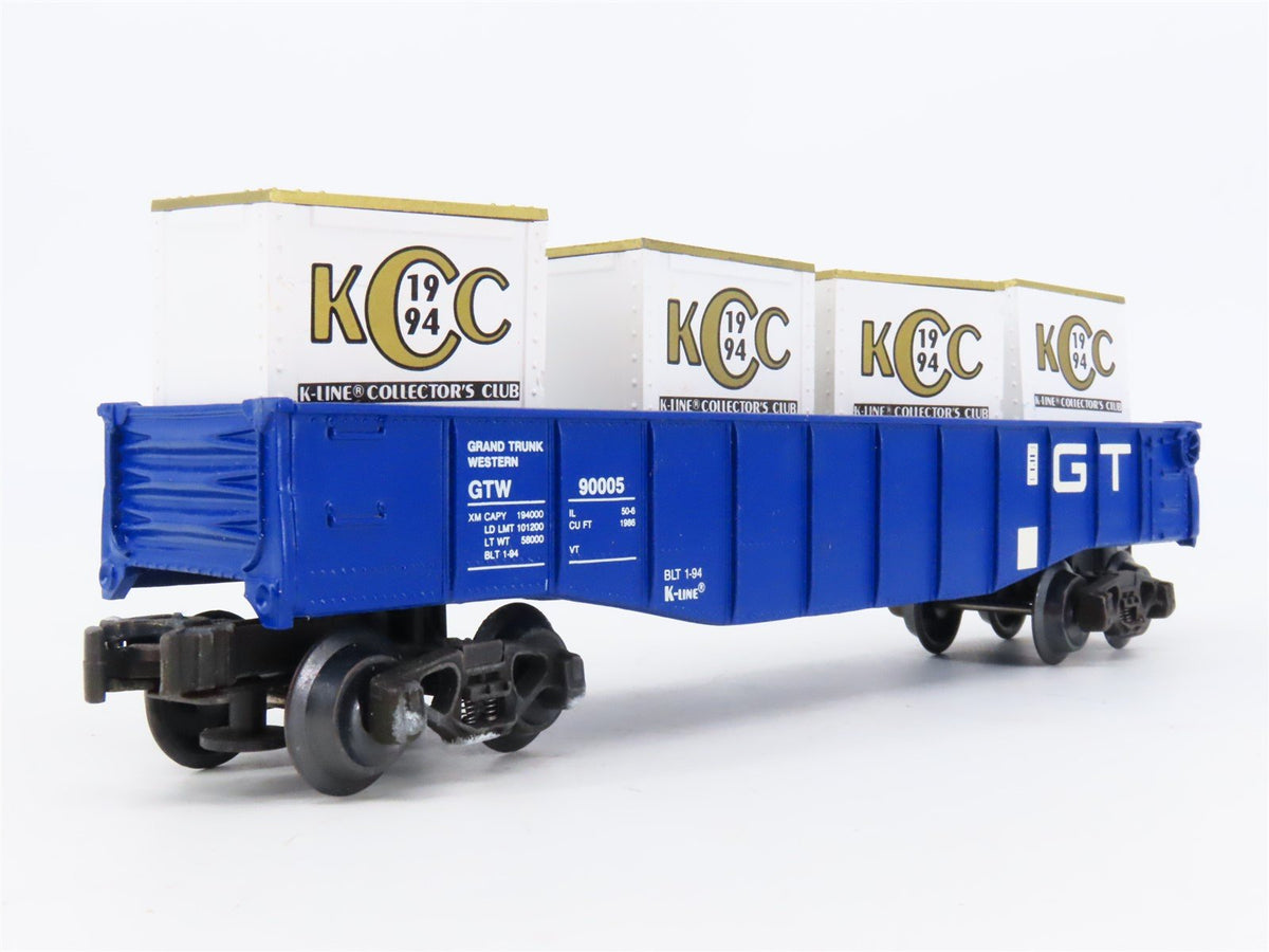 O Gauge 3-Rail K-Line K90005IC KCC GTW Collector&#39;s Club Gondola #90005 w/ Crates