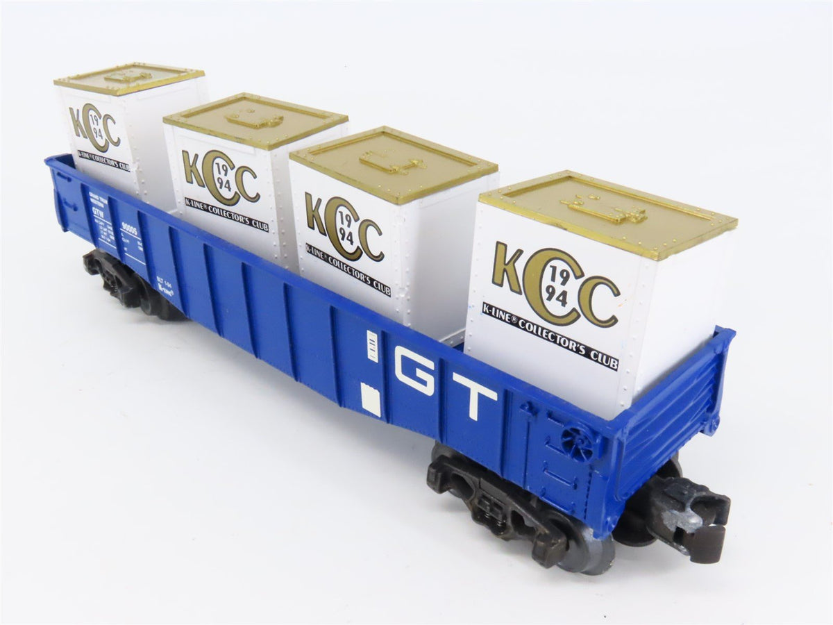 O Gauge 3-Rail K-Line K90005IC KCC GTW Collector&#39;s Club Gondola #90005 w/ Crates