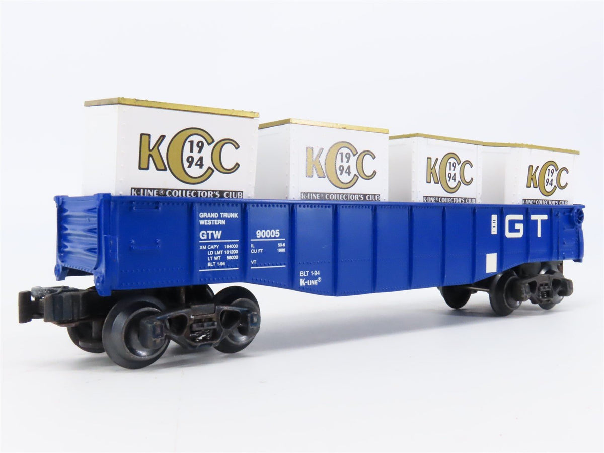 O Gauge 3-Rail K-Line K90005IC KCC GTW Collector&#39;s Club Gondola #90005 w/ Crates