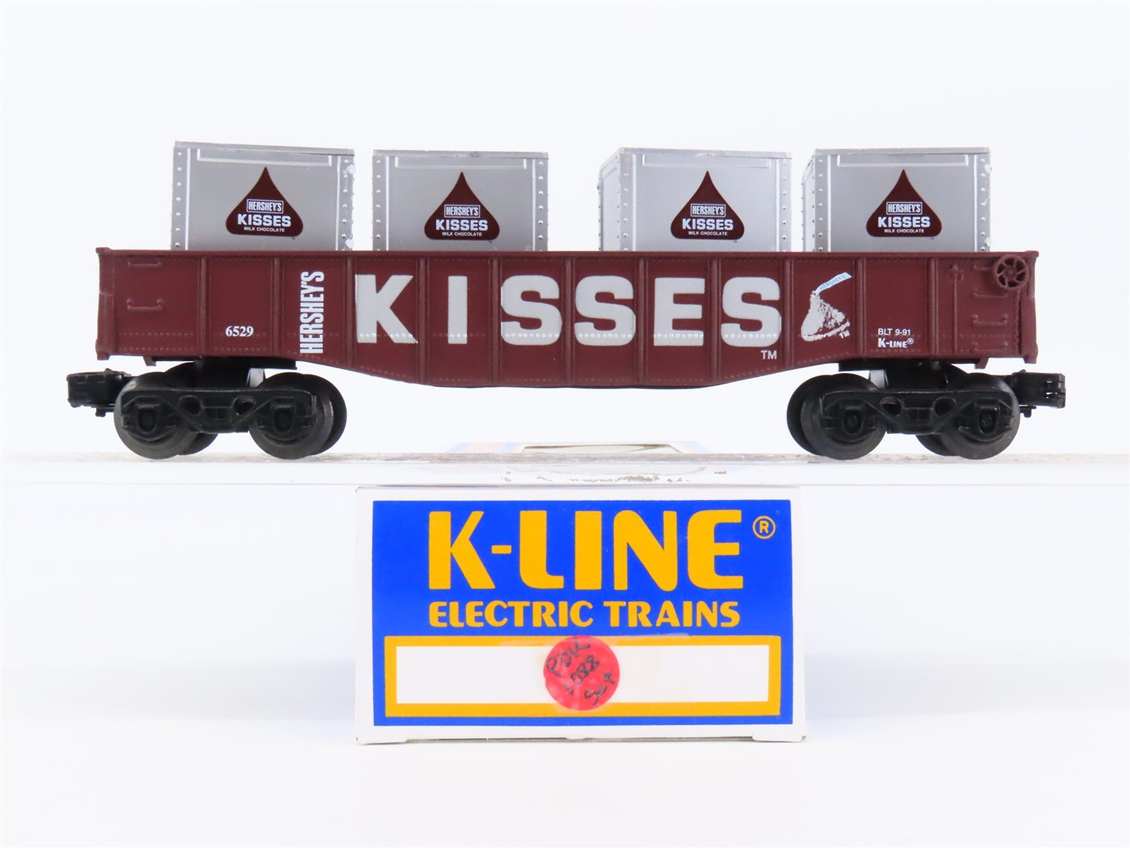 O Gauge 3-Rail K-Line Hershey's Kisses Open Gondola #6529 w/ Crates