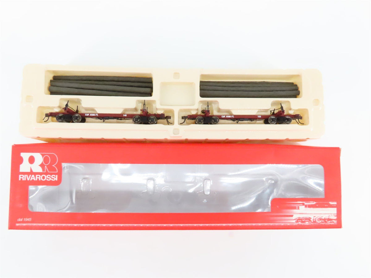 HO Scale Rivarossi R2317 West Side Lumber Log Car #146 &amp; #153 Set of 2