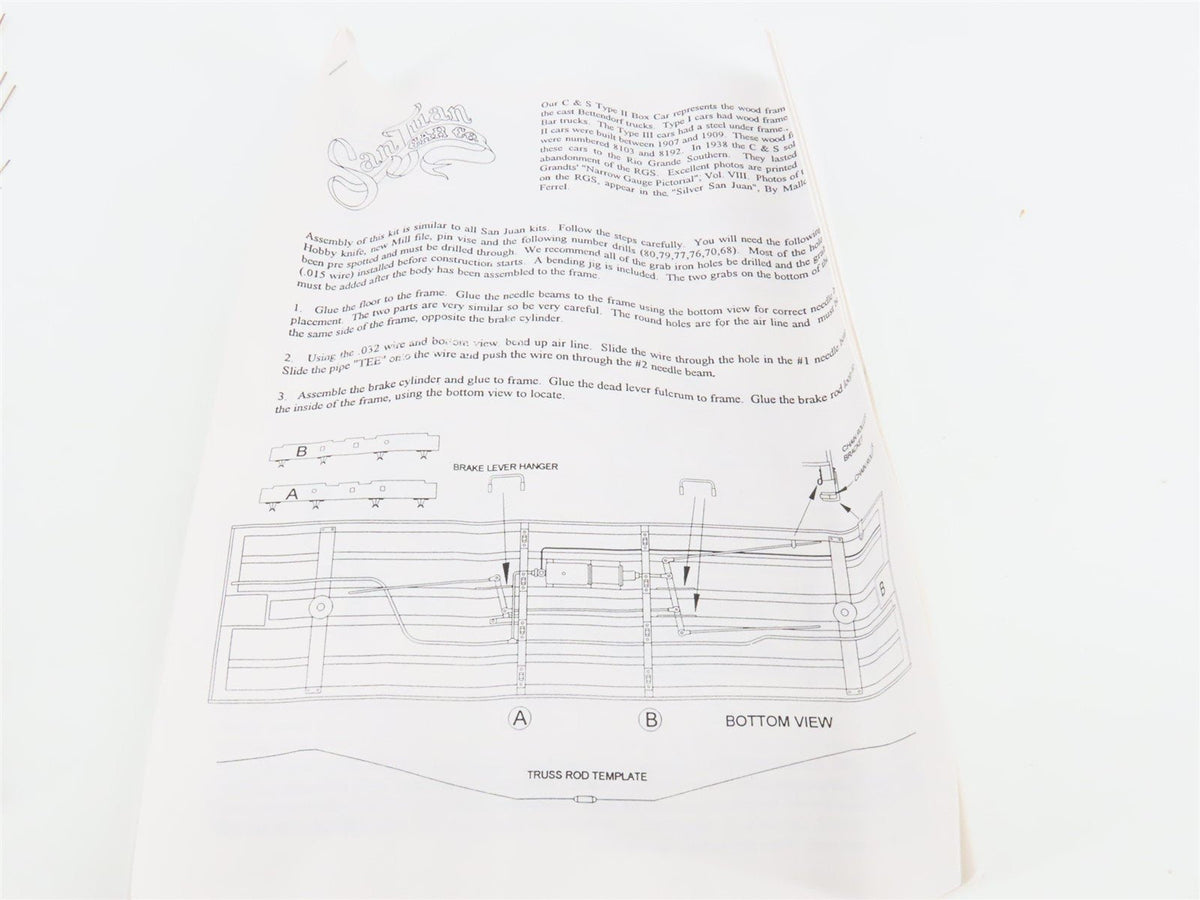 On3 Scale San Juan Car Co. Kit #120 C&amp;S Colorado &amp; Southern Truss Rod Box Car