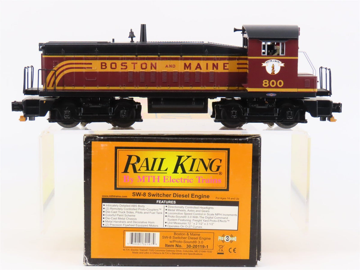 O27 Gauge 3-Rail MTH Rail King 30-20119-1 B&amp;M SW8 Diesel Switcher - ProtoSound3