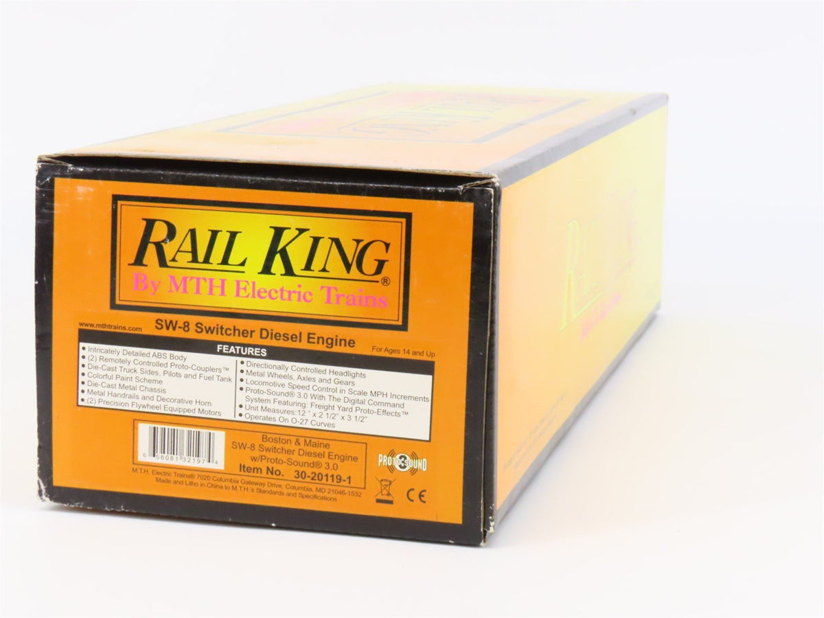 O27 Gauge 3-Rail MTH Rail King 30-20119-1 B&amp;M SW8 Diesel Switcher - ProtoSound3