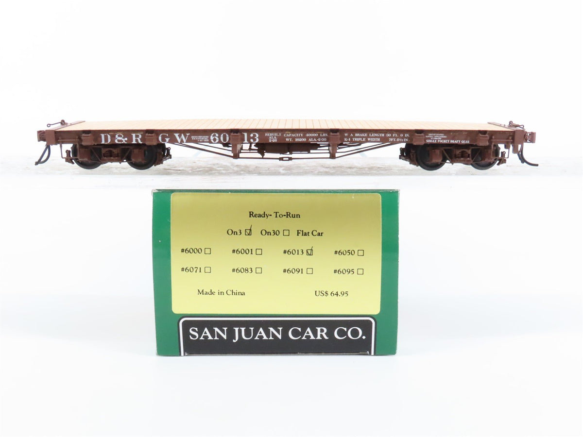 On3 Scale San Juan Car Co. D&amp;RGW Rio Grande Railroad Flat Car #6013