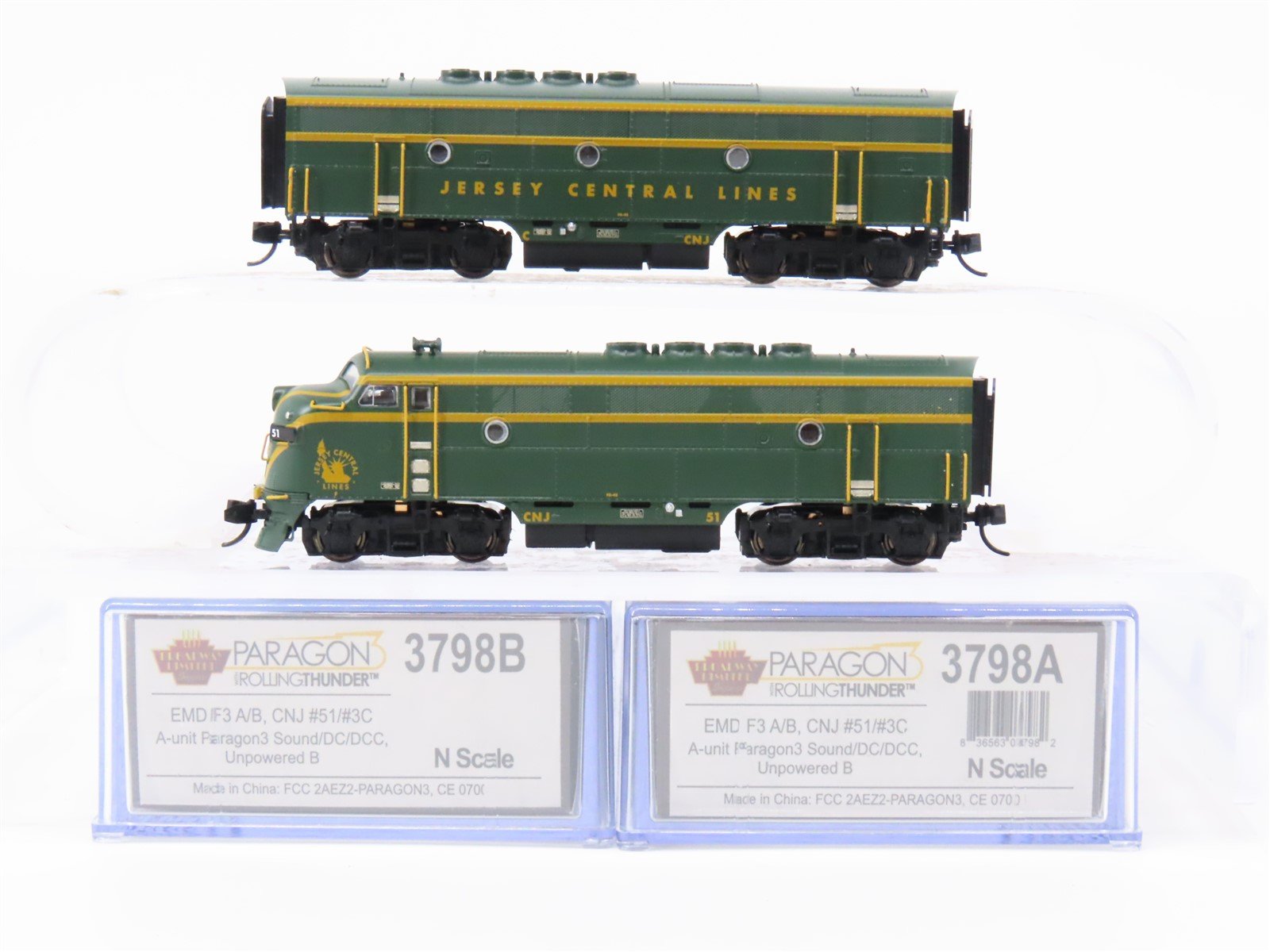 N Scale Broadway Limited BLI 3798 CNJ Railway F3 A/B Diesel Loco Set w/ DCC